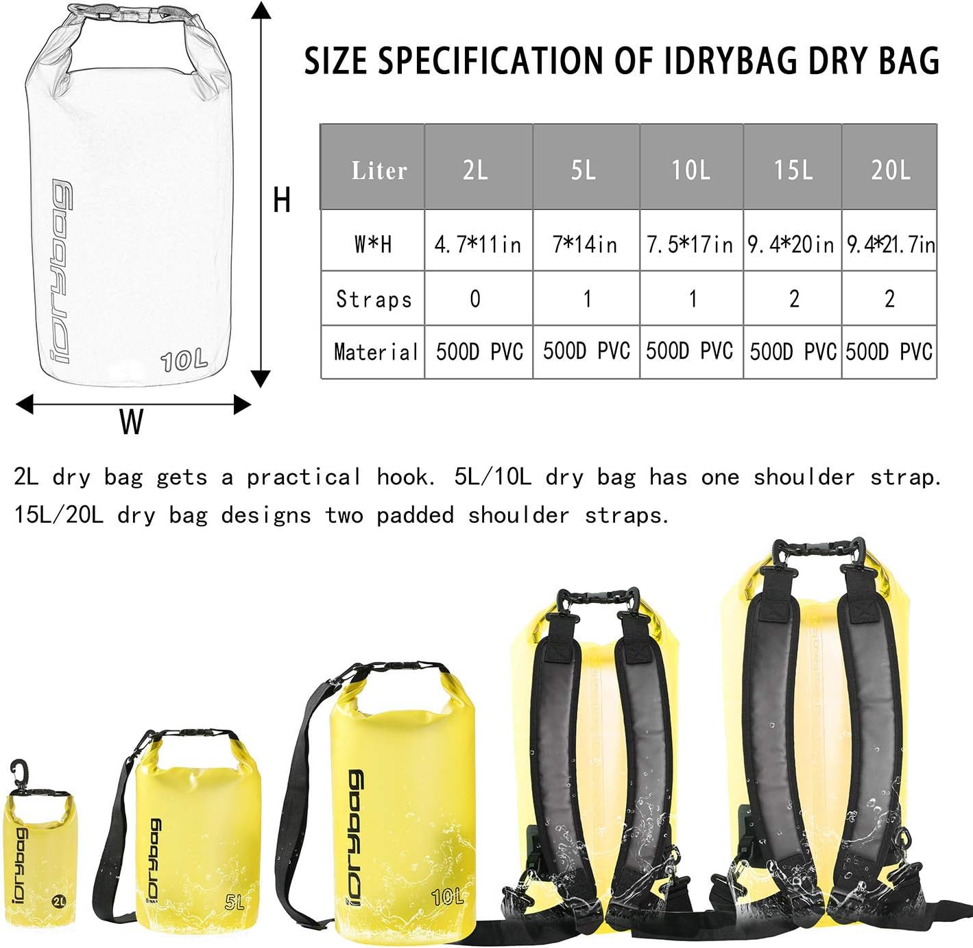 Thumbnail 2 de IDRYBAG Clear Dry Bag Waterproof 2L–20L: Transparent, Durable Dry Sack for Outdoor Use