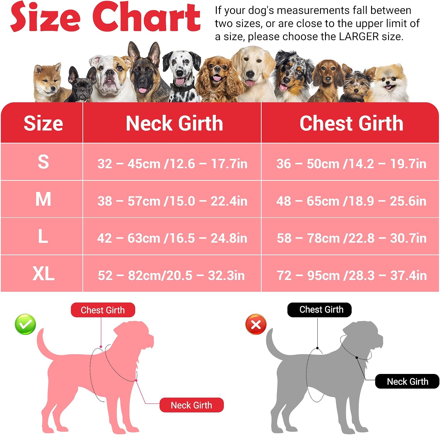 Detalle de Funfox Dog Harness for Large Dogs (No-Pull) with Vertical Handle & Front Clip, Padded Reflective Vest – Red L