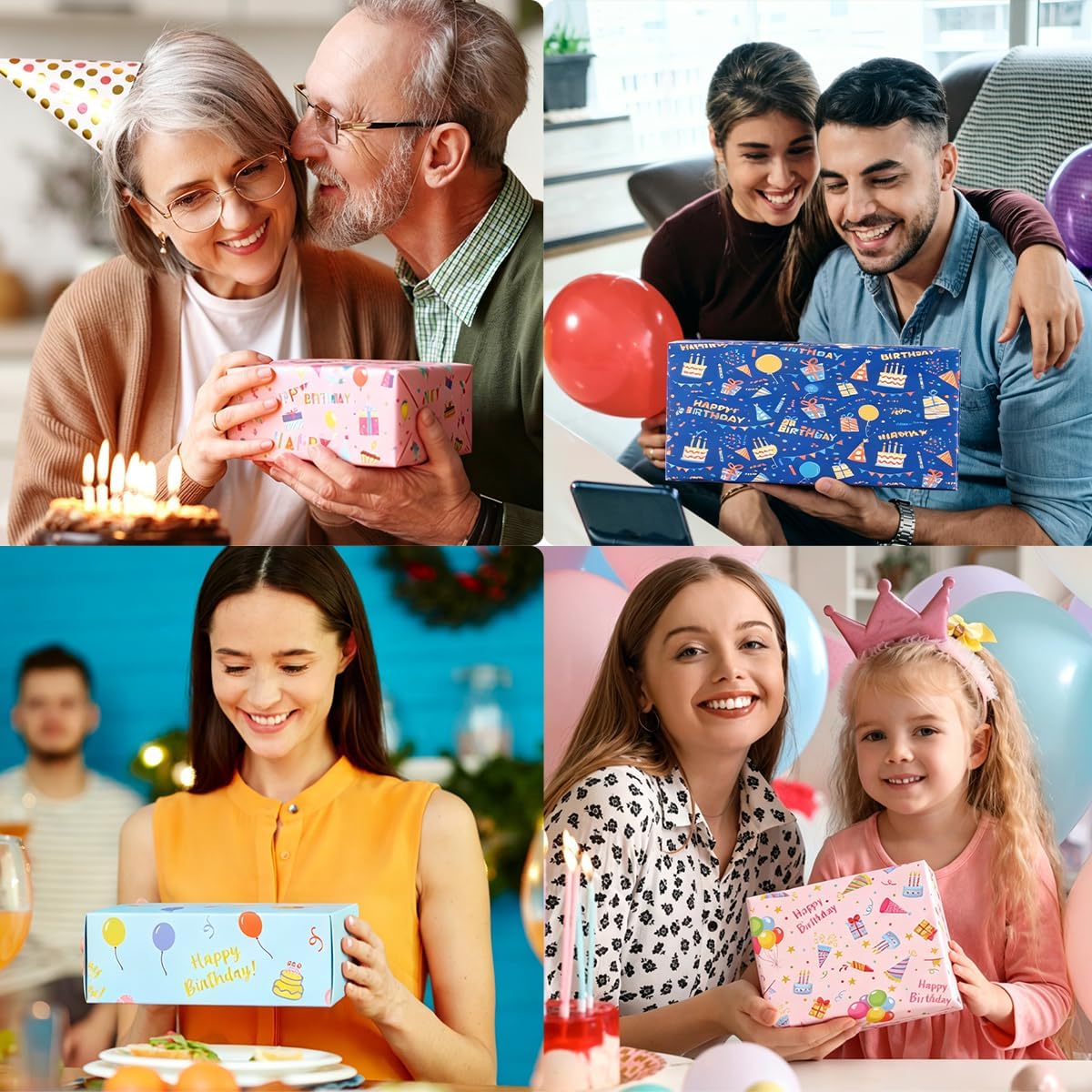 Detalle de Birthday Wrapping Paper Sheets — 8x 51 x 74 cm, 4 Colourful Designs