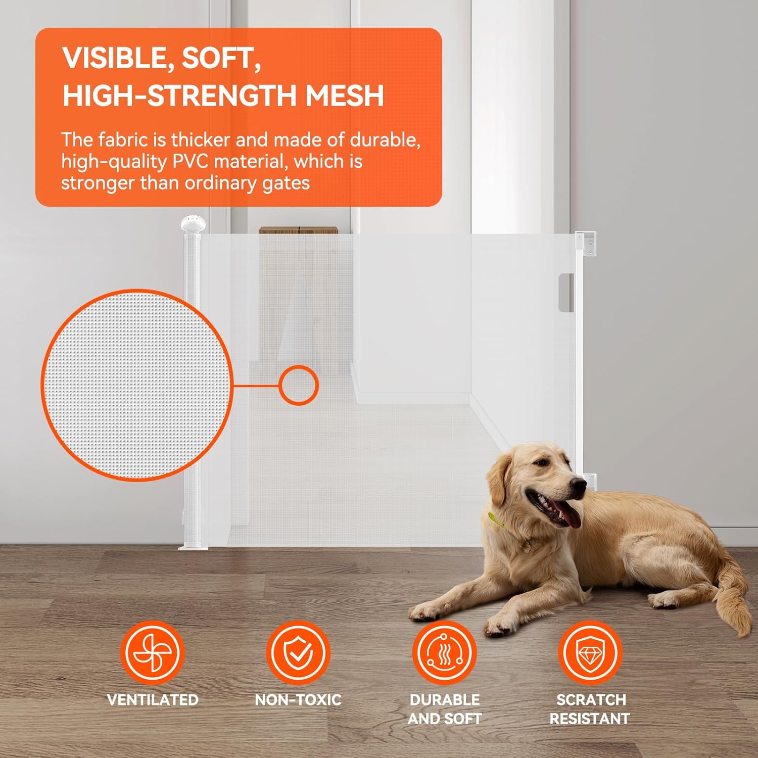 Thumbnail 4 de Muaket Barrière de Sécurité Rétractable 0–300 cm Très Large — Porte Bébé et Animaux (Blanc)