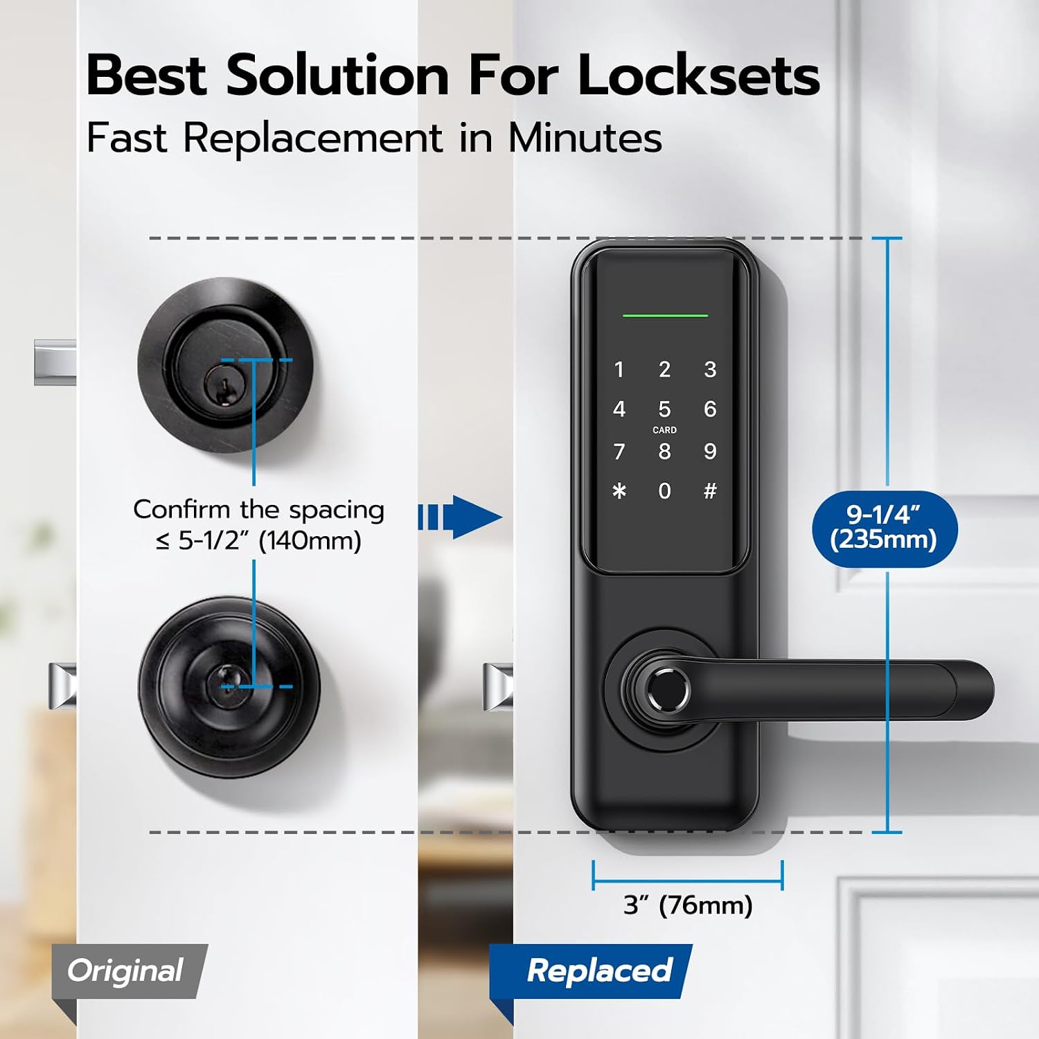 Detalle de Nyboer Smart Keypad Door Lock with Handle, 7-in-1