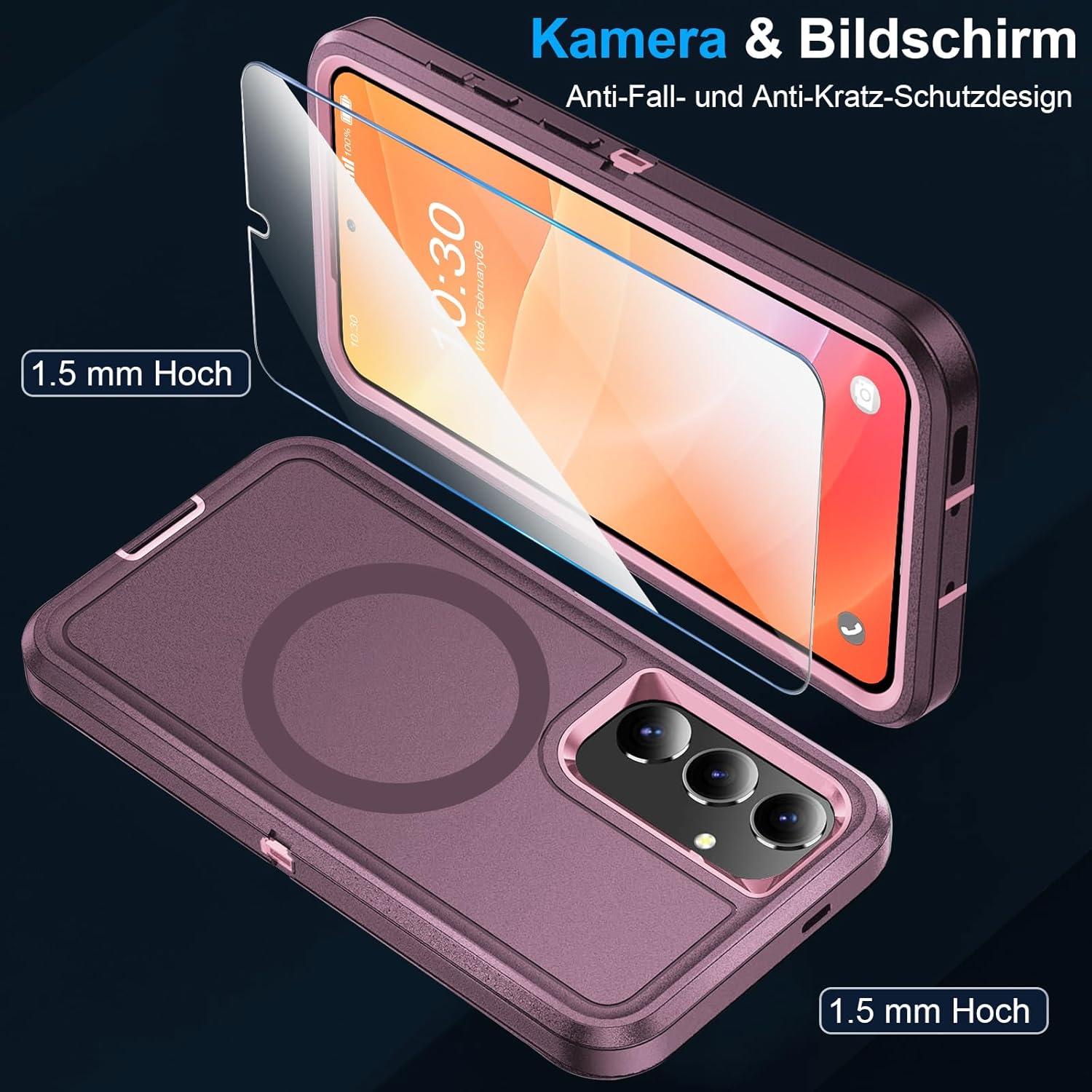 Thumbnail 2 de Giyer Handyhülle für Samsung Galaxy S24 Plus – 360° Stoßfestes Panzergehäuse mit Displayfolie (Lila)