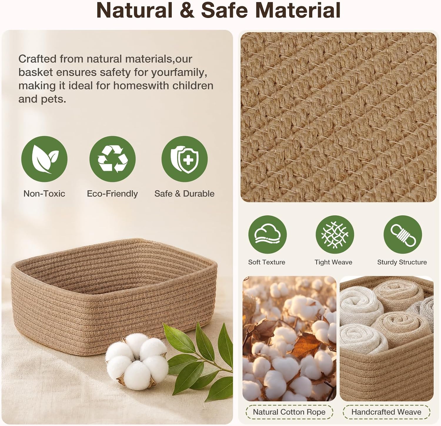 Detalle de Woven Storage Baskets, 11.8 x 7.8 x 3.8 in