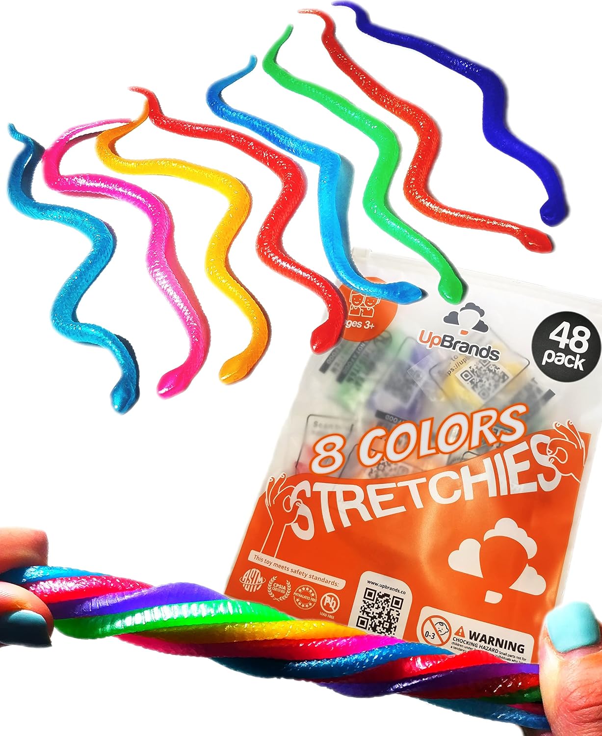 Detalle de UpBrands UST0012 Stretchy Snakes, 48-Pack, 6-Inch Rubber Toys