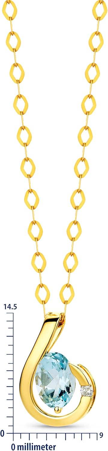 Thumbnail 1 de Miore Collana con Pendente in Oro Giallo 9K con Topazio Blu e Diamante — 45 cm