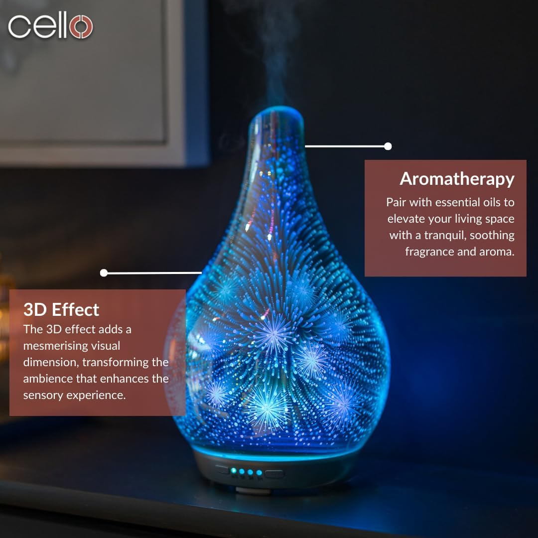 Thumbnail 1 de Cello 3D Firework Ultrasonic Diffuser – oil diffuser, humidifier-style mist and LED lamp