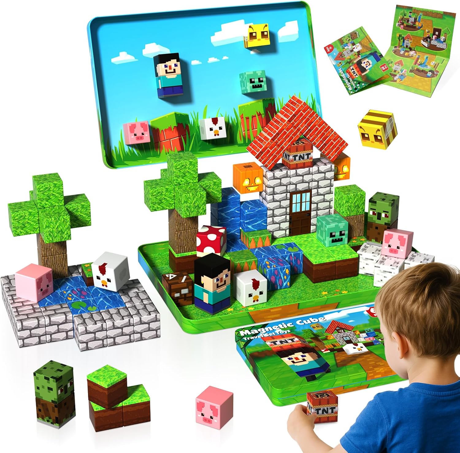 Detalle de Magnetic Building Blocks, 60 Pieces