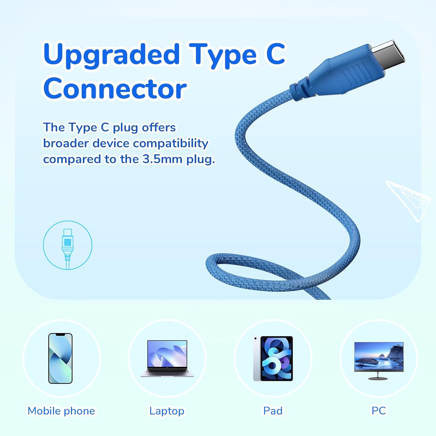 Thumbnail 2 de EarFun Kinderkopfhörer „Kinder“ mit USB‑C-Kabel und 85-dB-Lautstärkebegrenzer (blau)