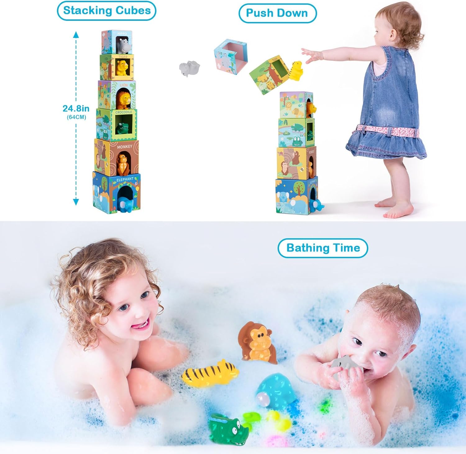 Thumbnail 4 de Sorting and Stacking Toys Blocks for Toddlers 1-3