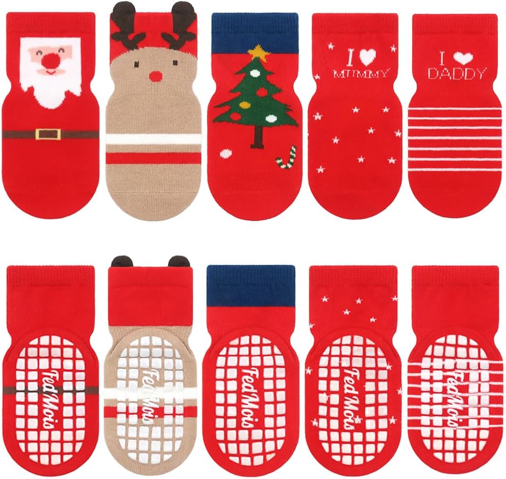 Thumbnail 6 de FedMois 5 Pairs Baby & Kids Anti-slip Cotton Ankle Socks (Animals)