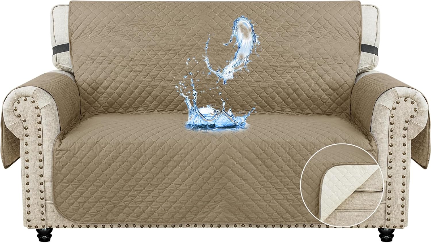 Detalle de Ystyle Housse de canapé 2 places 127 cm imperméable avec accoudoirs