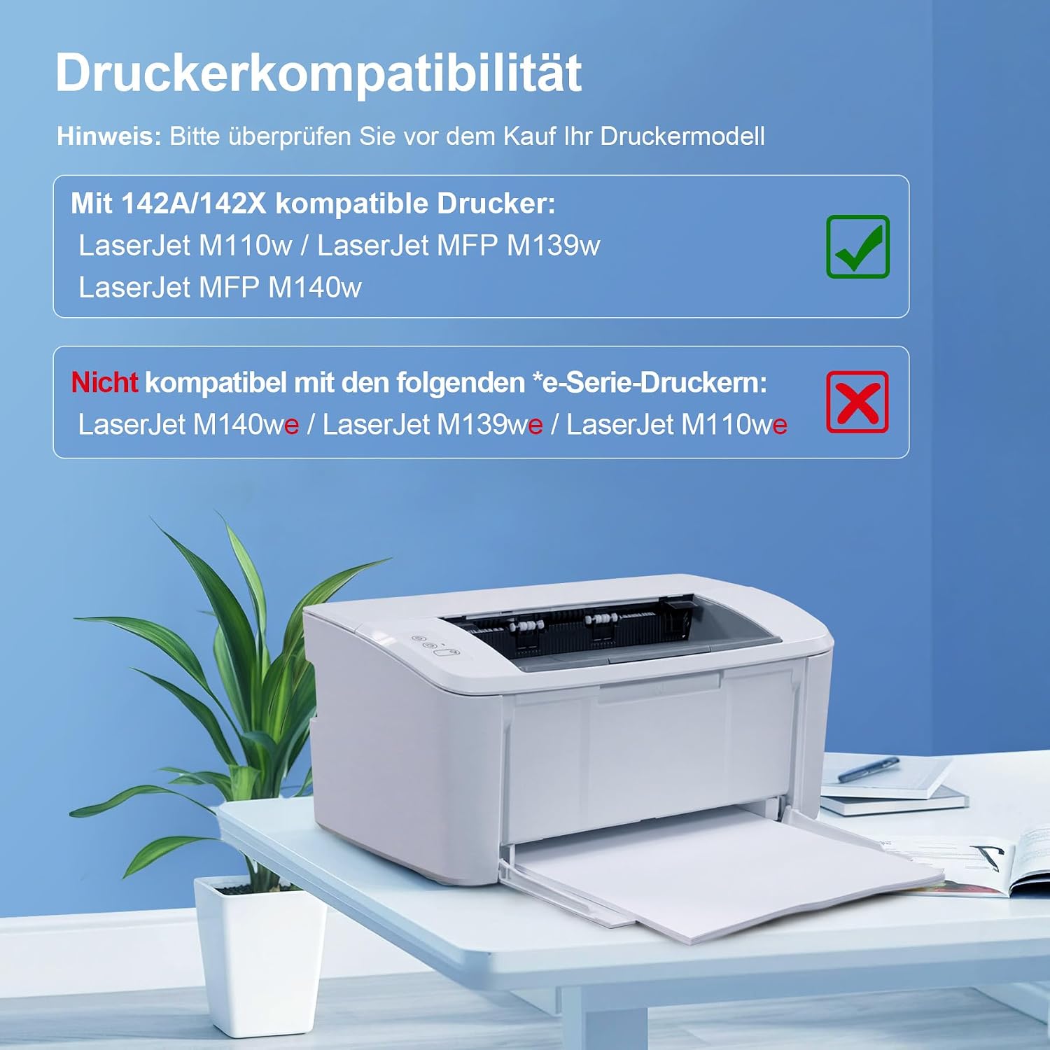 Detalle de ONLYU 142A/142X Schwarz mit Chip – Tonerkartusche kompatibel mit HP LaserJet M110/M139/M140 (1 Schwarz, Chip aktuell)