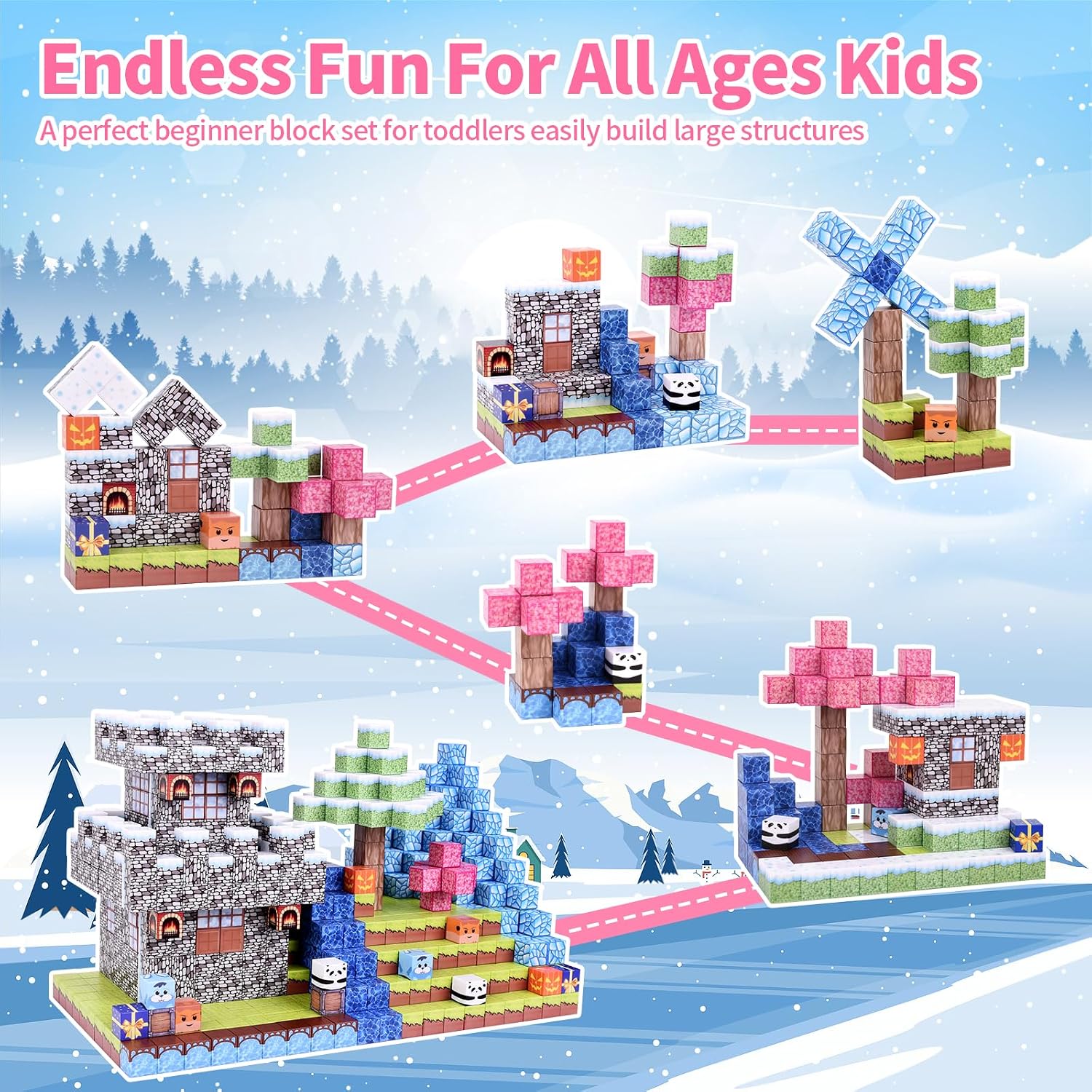 Thumbnail 1 de YIHANG 100-Piece Magnetic Building Blocks for Kids | Build Magnet Ice Castle World Set