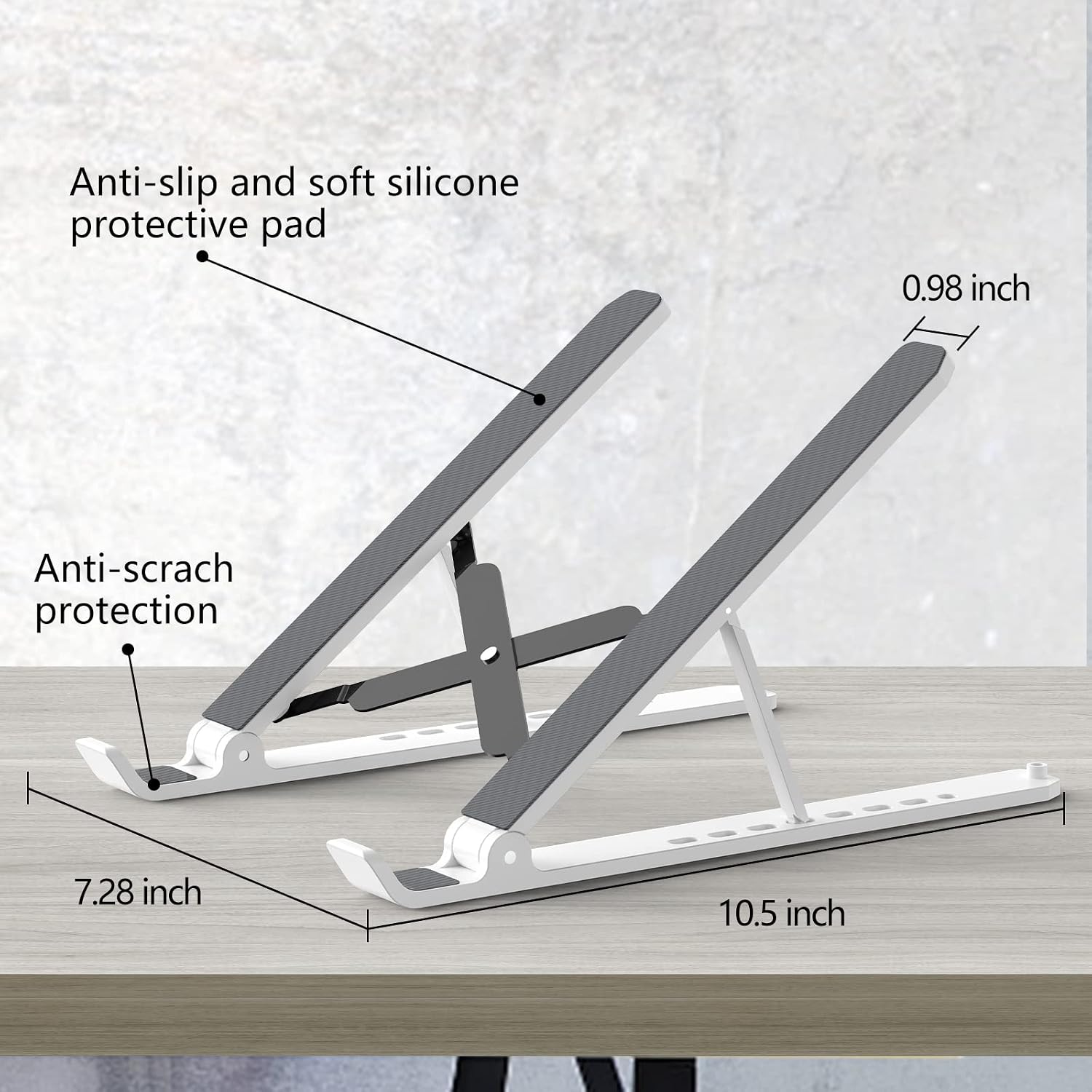 Detalle 1 de Tonmom Tonmom-laptop-stand Adjustable Laptop Riser, White, Ventilated Design