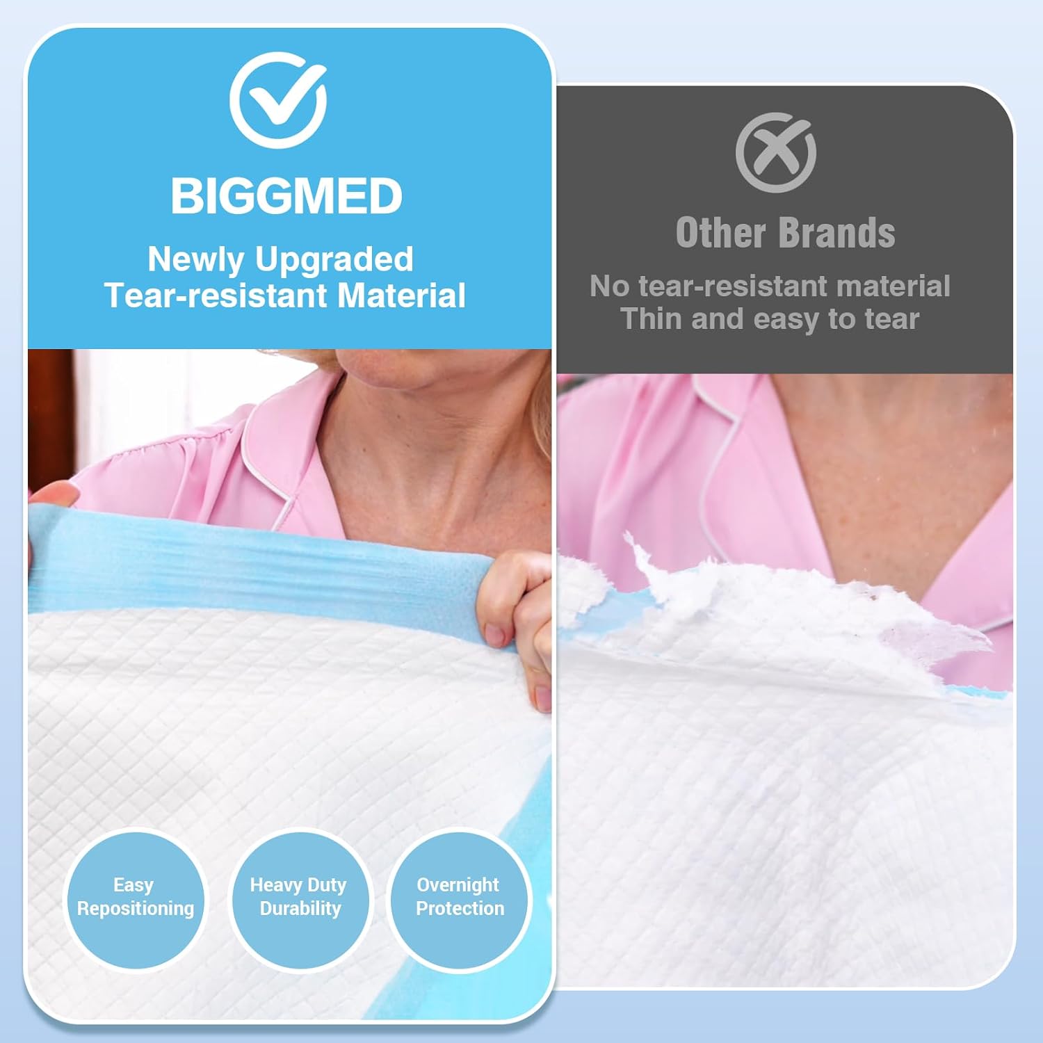 Detalle 2 de BIGGMED Tear-Resistant Disposable Bed Pads 36" 100 count