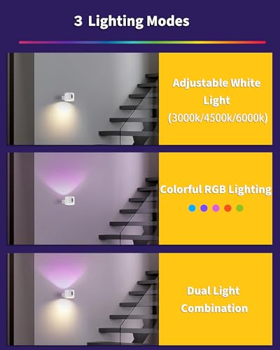 Detalle de LuminexDesigns 2 Apliques de Pared LED Inalámbricos Recargables: Luz RGB 7 Colores, Control Táctil y Mando a Distancia