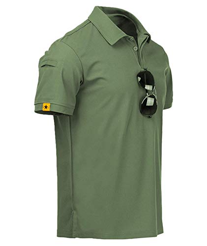 Detalle de JACKETOWN Polo Shirt Uomo Manica Corta - Asciugatura Rapida e Traspirante, Verde, Taglia L