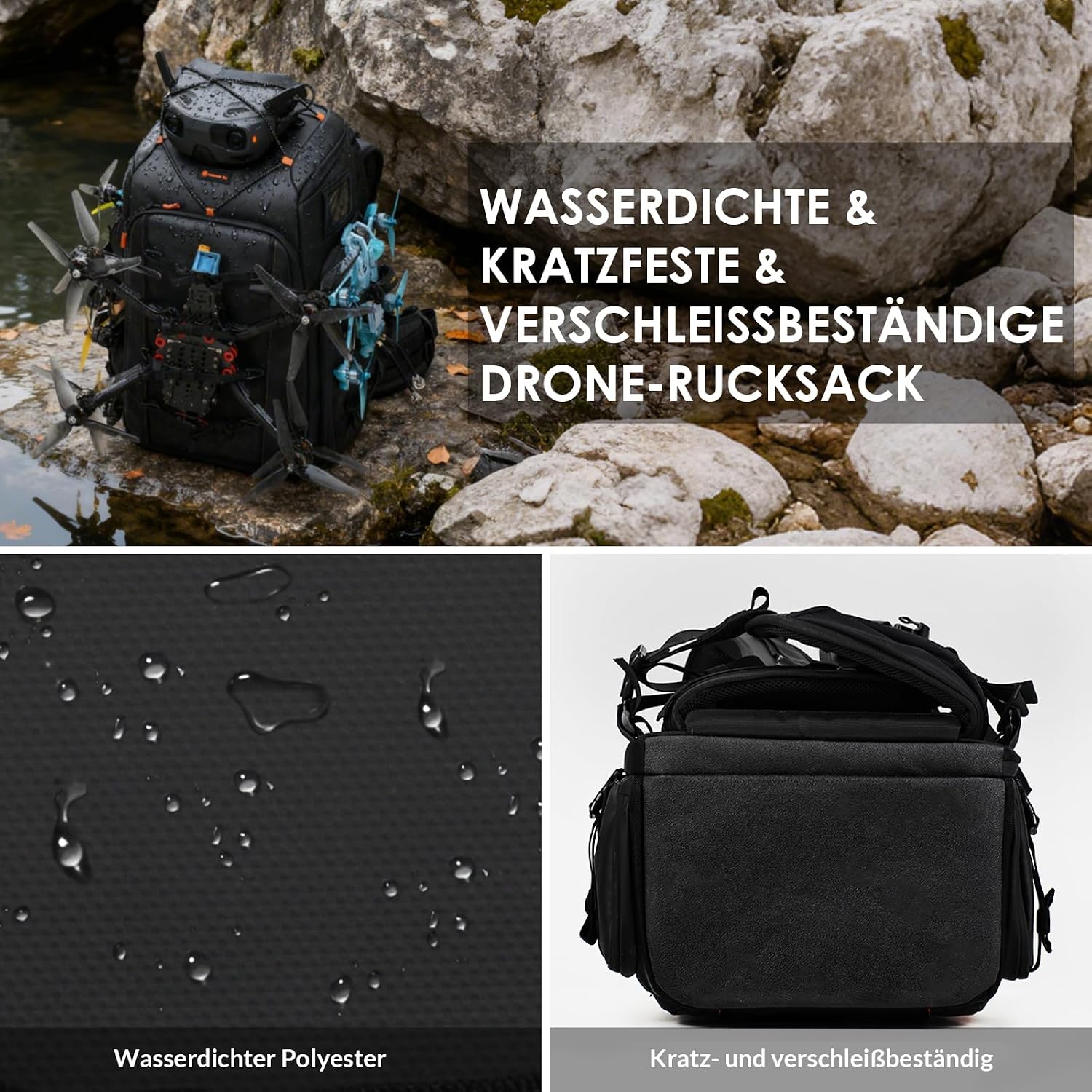Thumbnail 5 de TARION Flightpro FPV Drohnen Rucksack – wasserdichte Transporttasche für FPV Racing, Brille & Fernbedienung