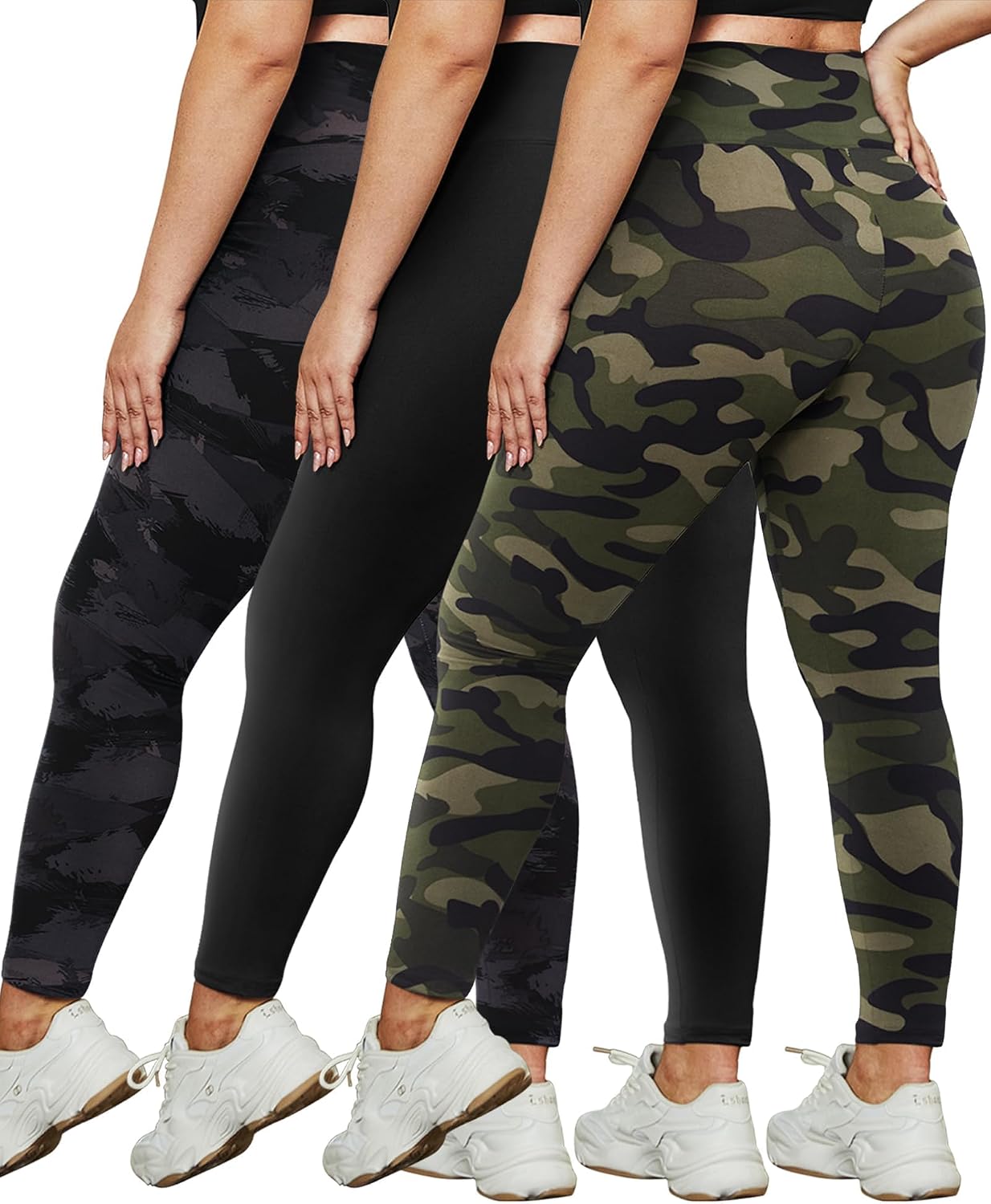 Detalle de HLTPRO 3 Pack Plus Size Leggings for Women (X-Large to 4X) — High Waist, 4-Way Stretch, Soft & Breathable