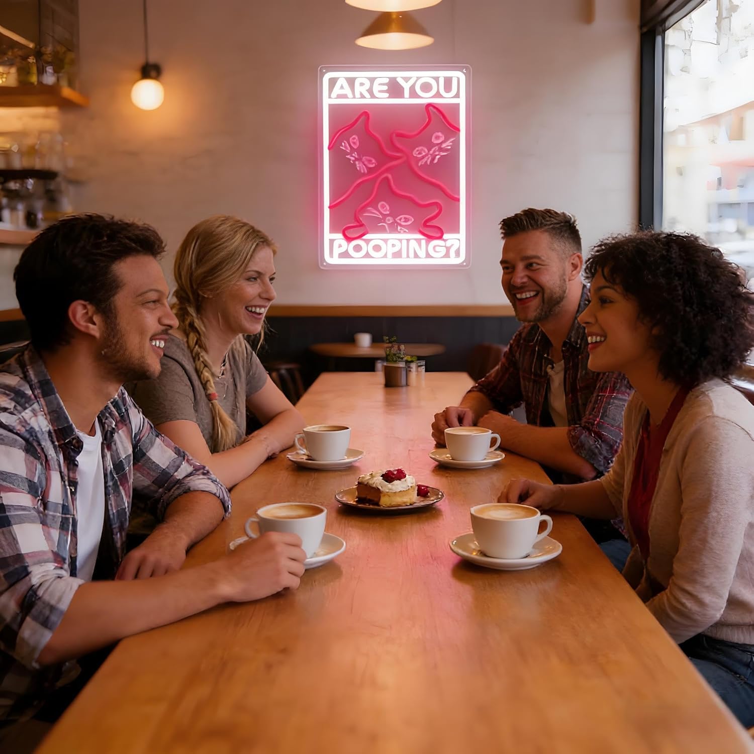 Thumbnail 6 de Are You Pooping Neon Schild – LED Rosa Katzen-Neonlicht 30×43 cm für Wanddekoration