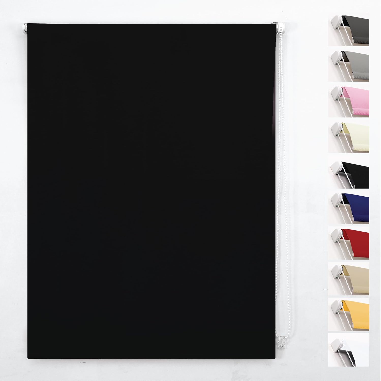 Detalle de FUNKY GADGETS Blackout Roller Blinds, Black (60cm W x 165cm Drop) – 100% Blackout with Thermal Insulation