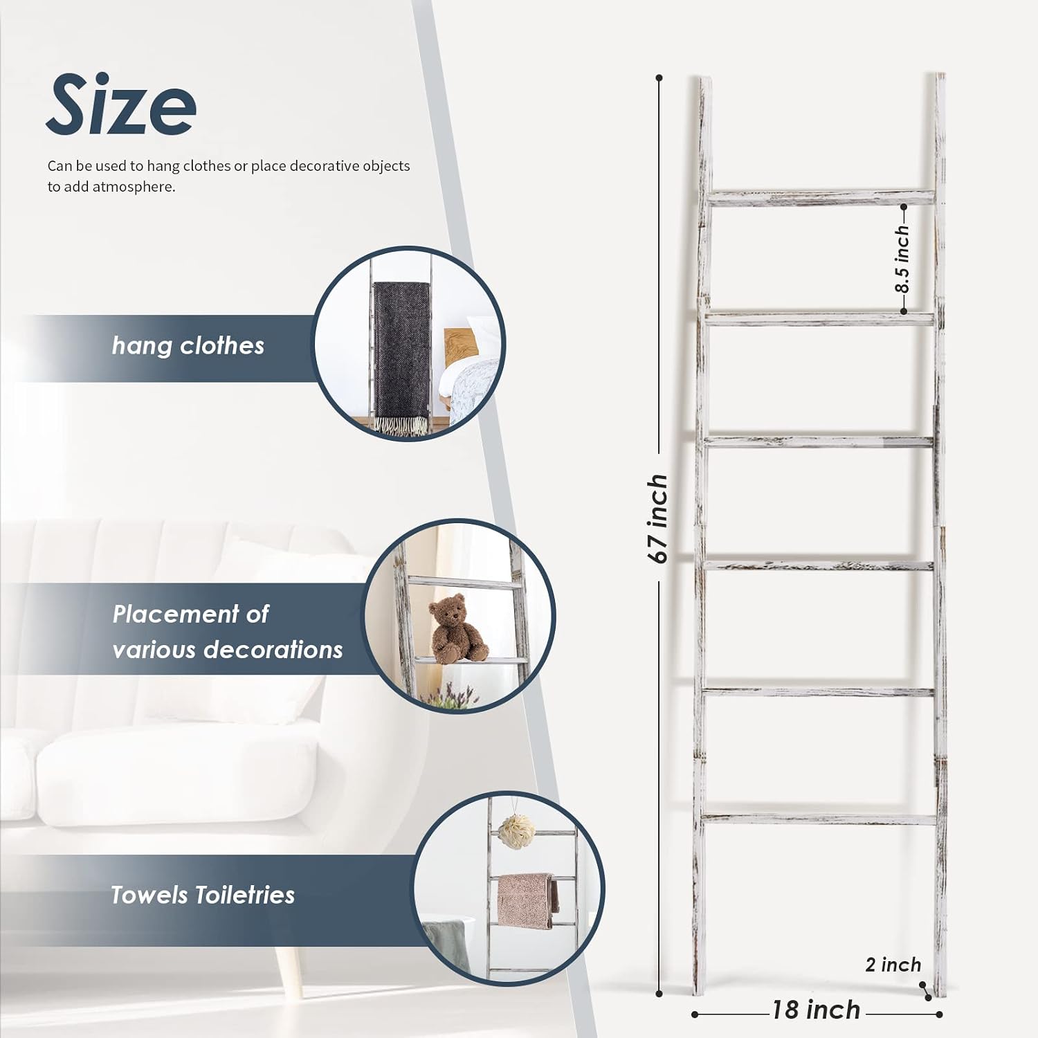 Detalle 2 de Wooden Blanket Ladder, 6-Tier