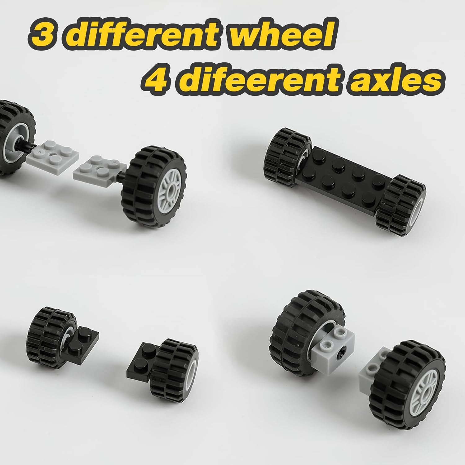 Thumbnail 1 de HUIZDQ 120er-Set Räder und Achsen – Baustein-Bauteile für bis zu 7 Spielzeugautos ab 6 Jahren