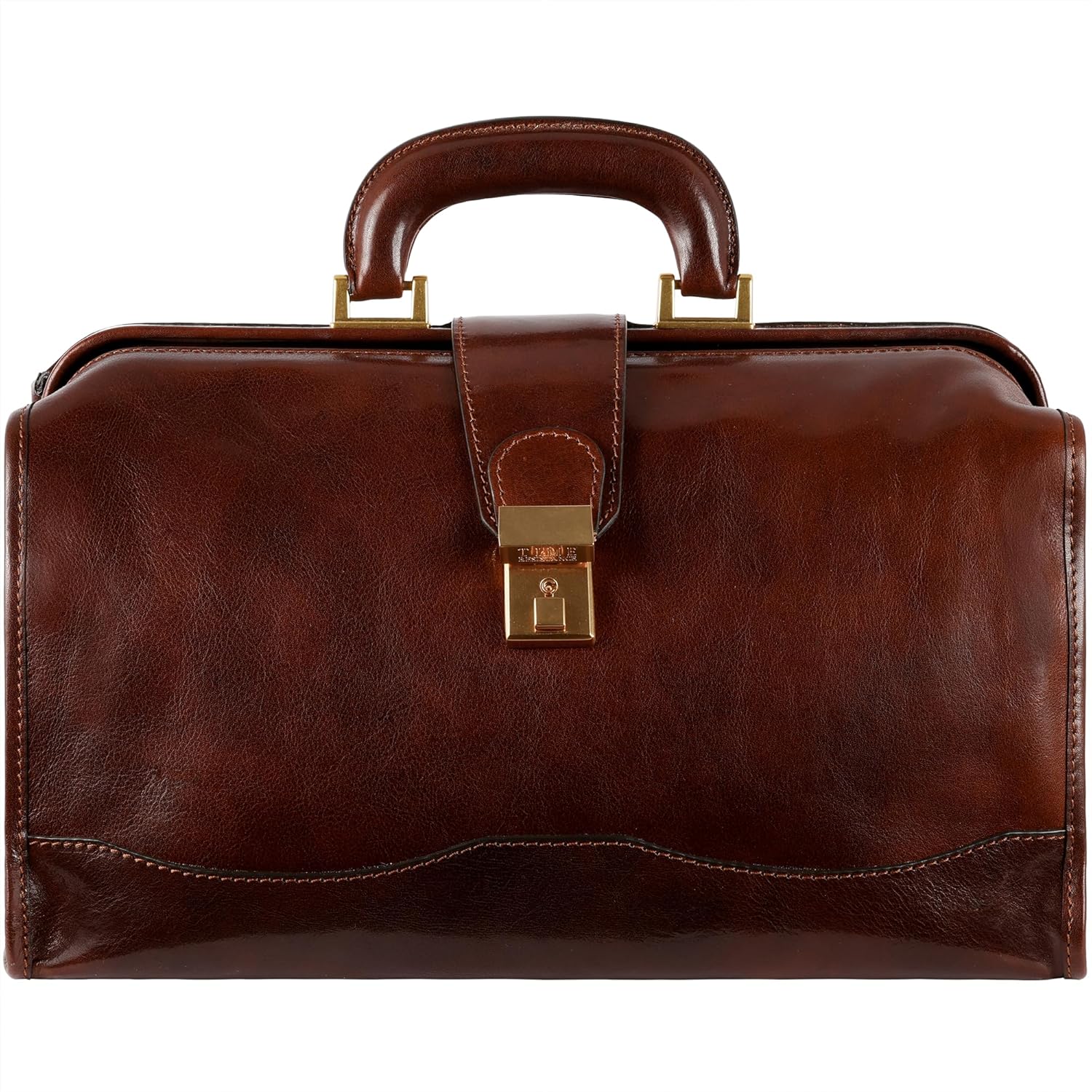 Detalle de Time Resistance Leather Doctor Bag – Vintage-Style Leather Briefcase for Men and Women