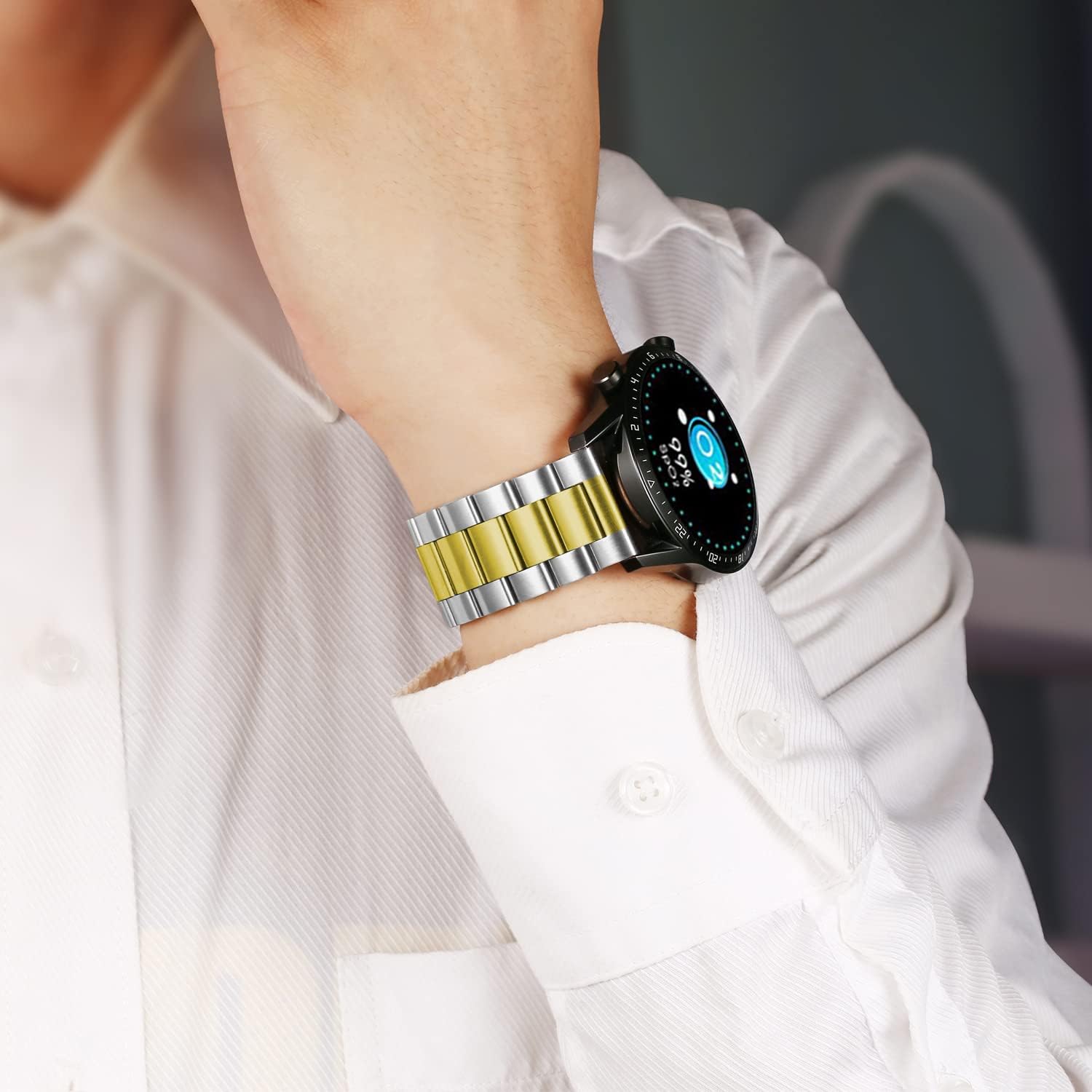 Detalle de MUENShop 20mm Stainless Steel Watch Strap for Samsung Galaxy Watch 3 (41mm) and Similar 42mm Models