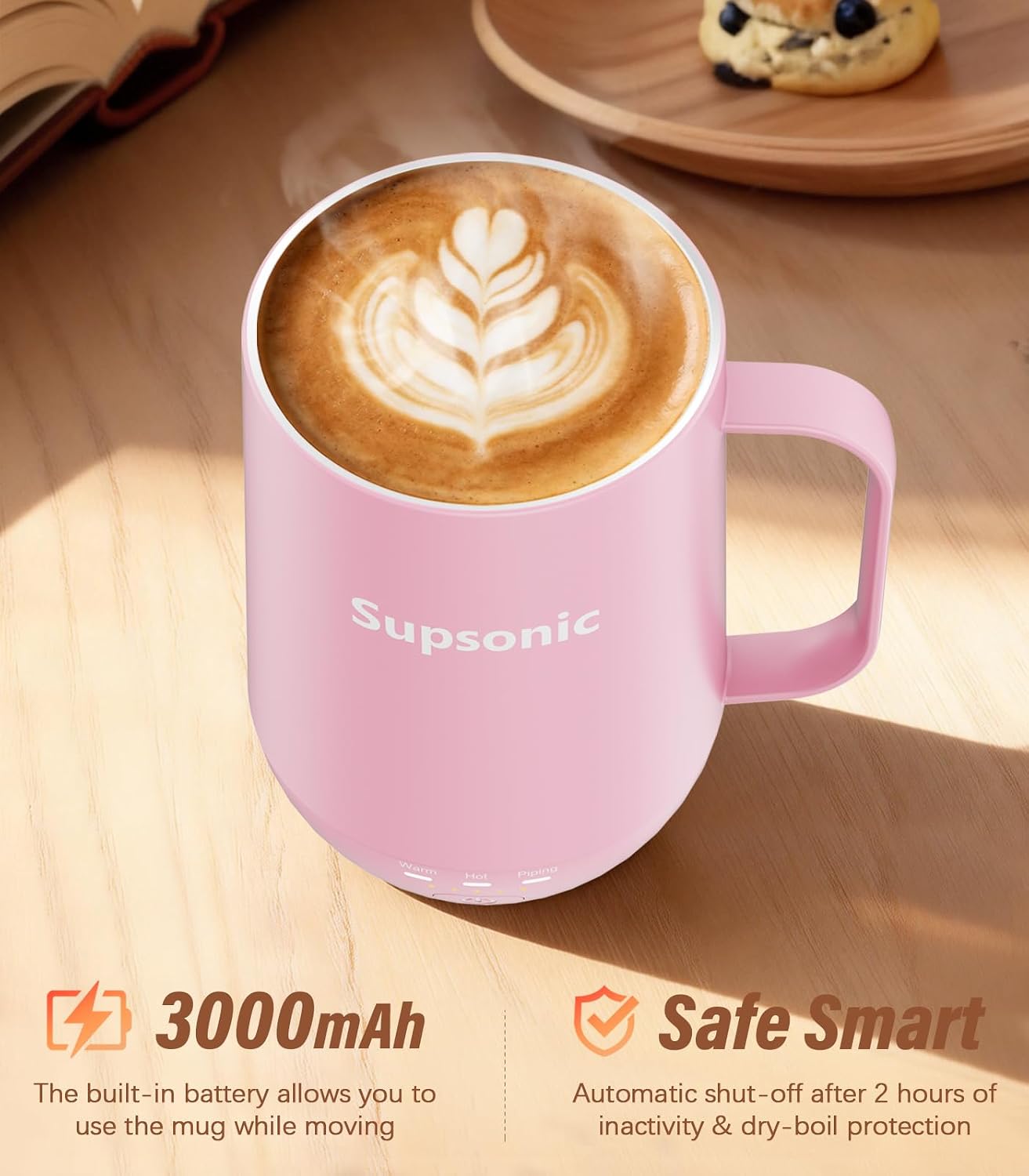 Detalle de Supsonic 16oz Self-Heating Coffee Mug with Auto Shut-Off (S2)