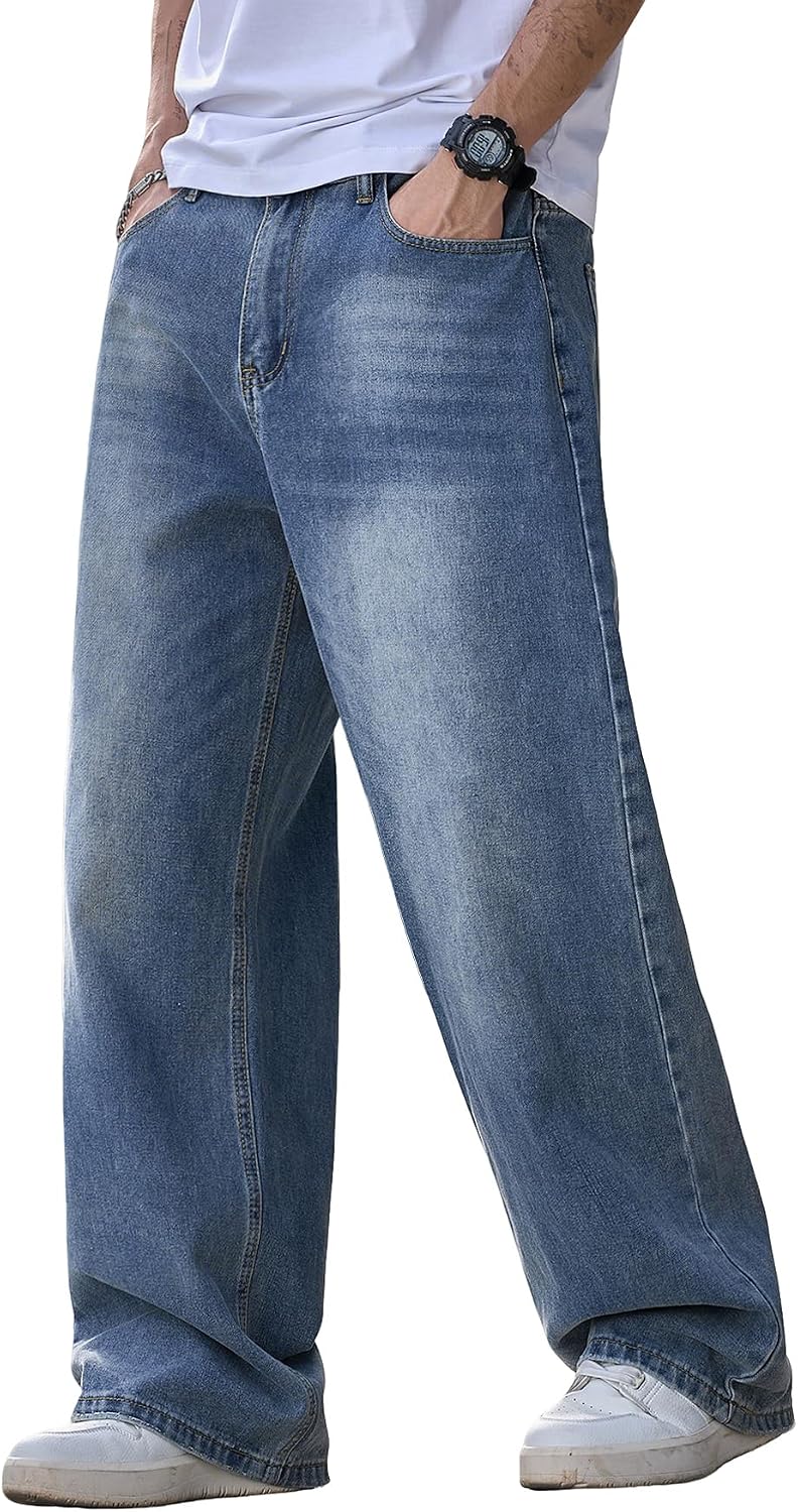 Detalle de Zewool Herren Baggy Hip Hop Jeans – Weite Beinform Streetwear, Lässige Passform