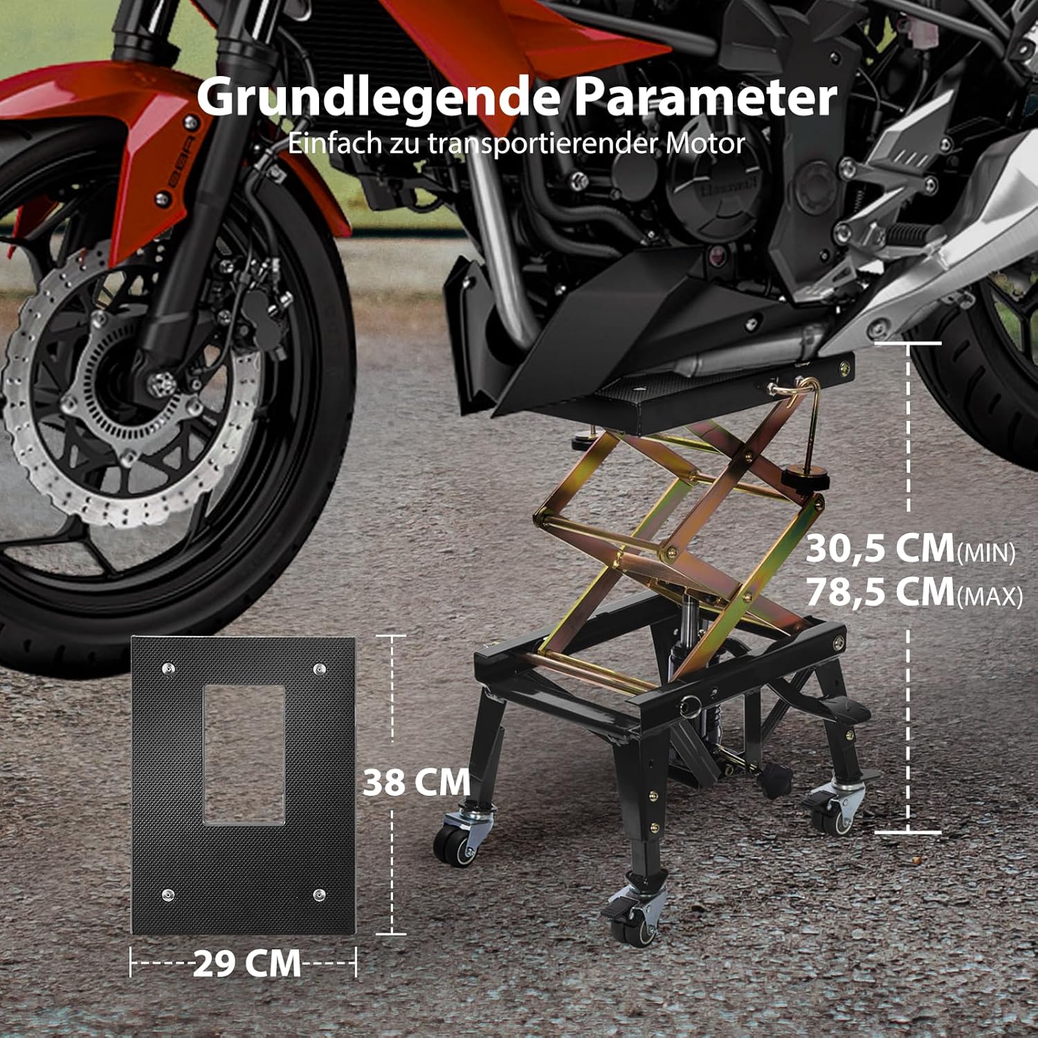 Thumbnail 6 de VIVOHOME Hydraulischer Motorrad-Wagenheber – kompakt, tragbar und sicher bis 160 kg