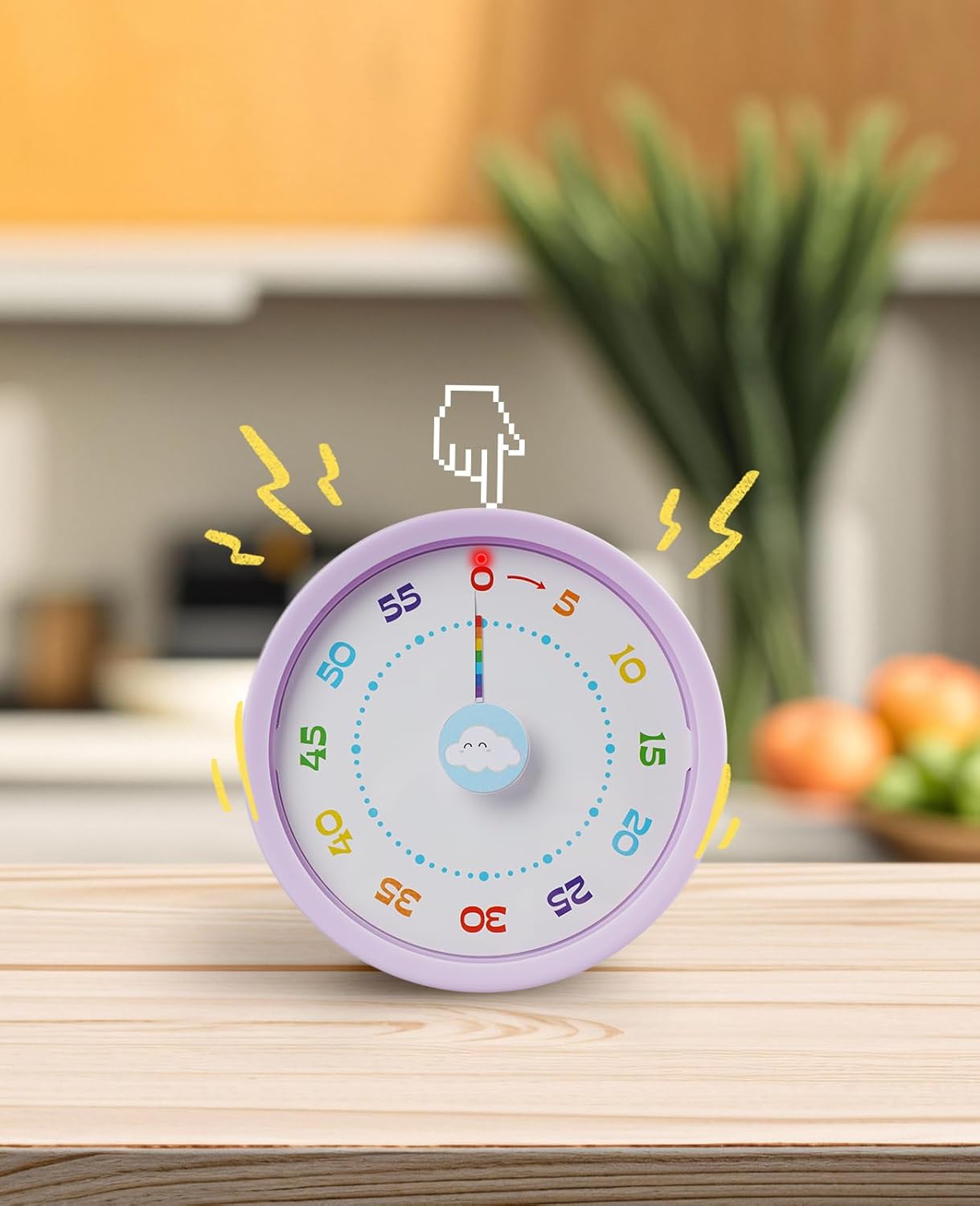Detalle 2 de Voniobuy Timer Visivo per Bambini – Timer di 60 Minuti con Funzionamento Silenzioso