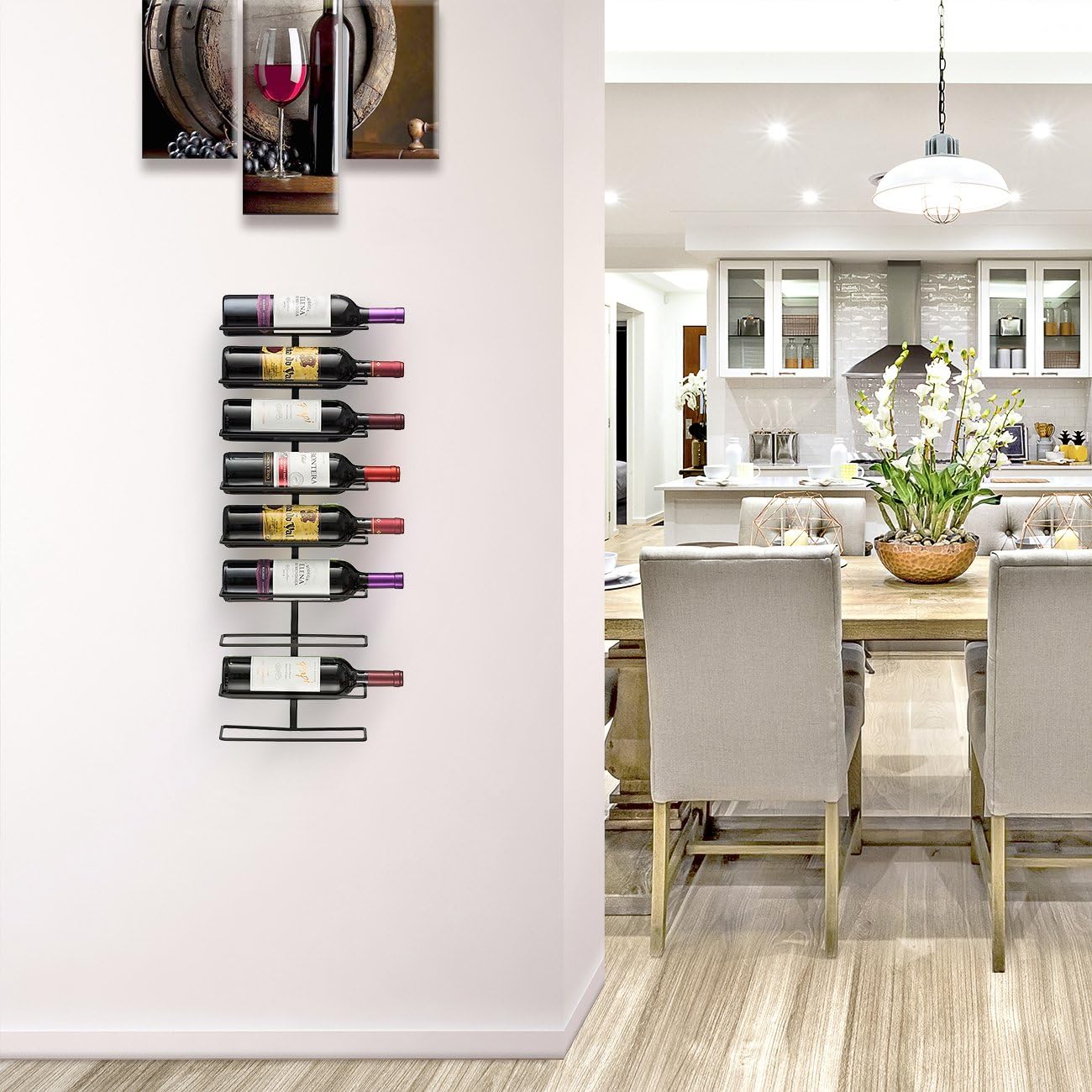 Detalle de Sorbus Wall Mount Wine Rack – Holds 9 Bottles (Black Metal)