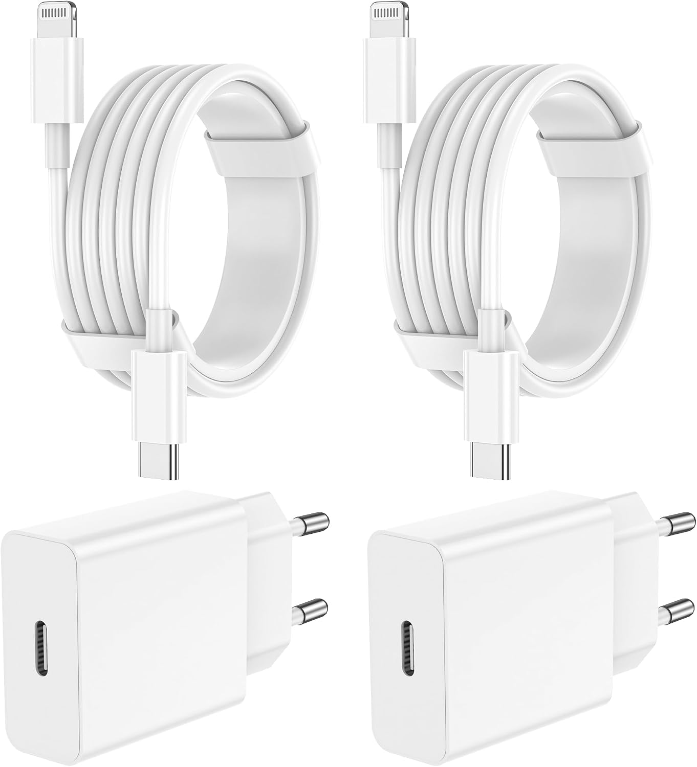 Detalle de BSTOEM 2Pack Cargador Carga Rápida 20W PD con Cable Lightning de 2 m para iPhone y iPad