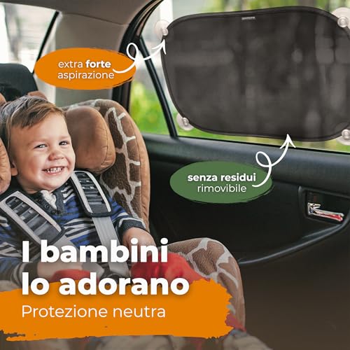 Detalle 2 de Caramaz Parasole auto per bambini con protezione UV certificata, 2 pezzi 51x31 cm, Nero