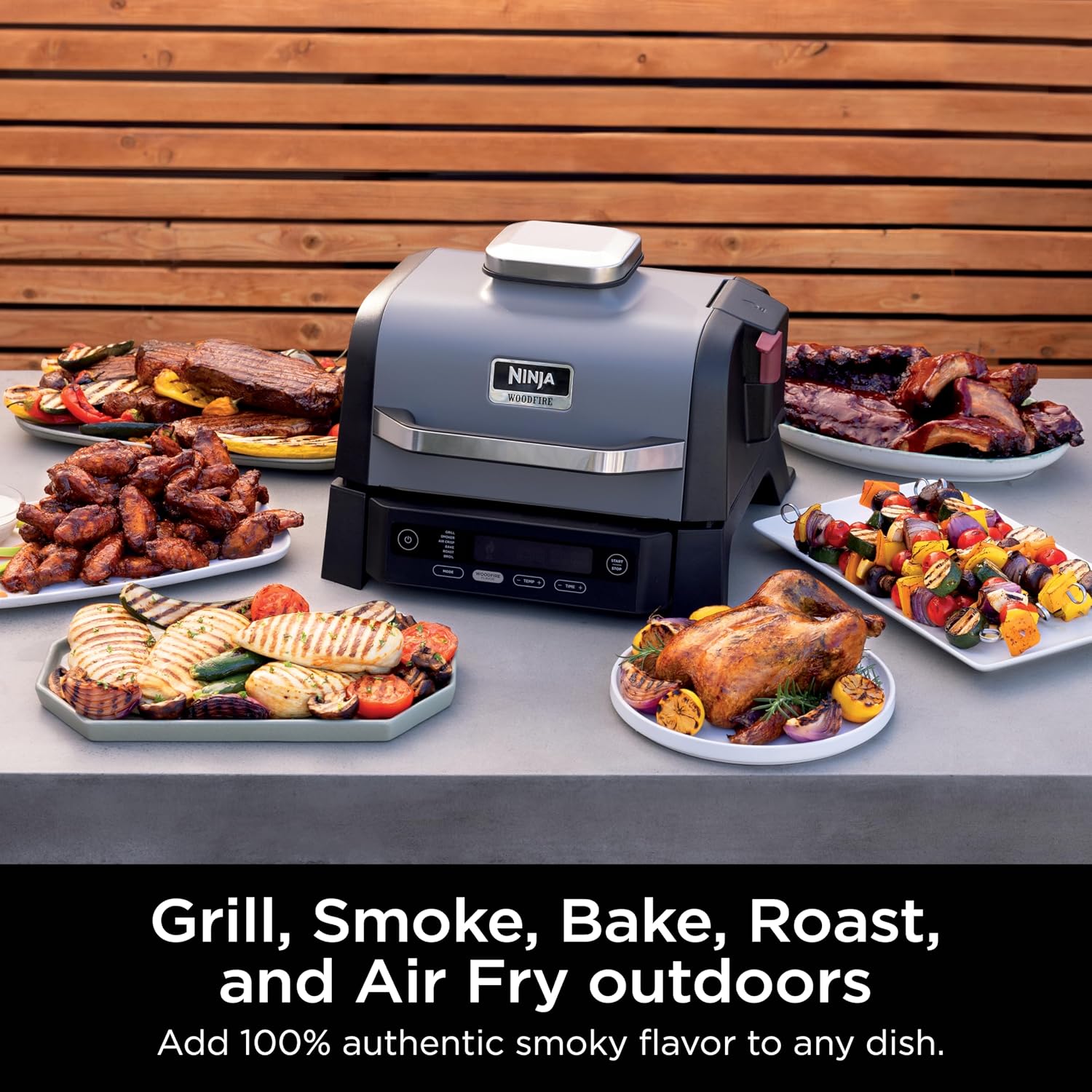 Detalle de Ninja OG321C Woodfire Outdoor Grill & Smoker, 6-in-1 with Air Fry