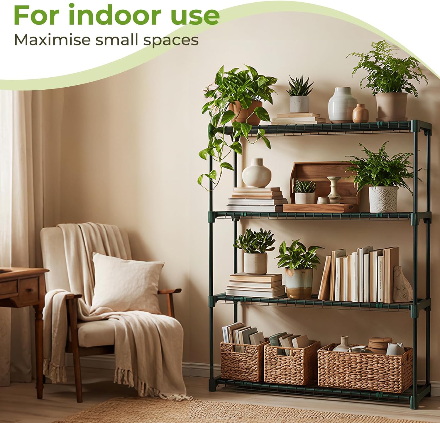 Thumbnail 6 de Ohuhu 4-Tier Plant Greenhouse Shelving (2 Pack) – Extra-Wide Portable Metal Plant Stand, 106 x 90.5 x 30.5cm