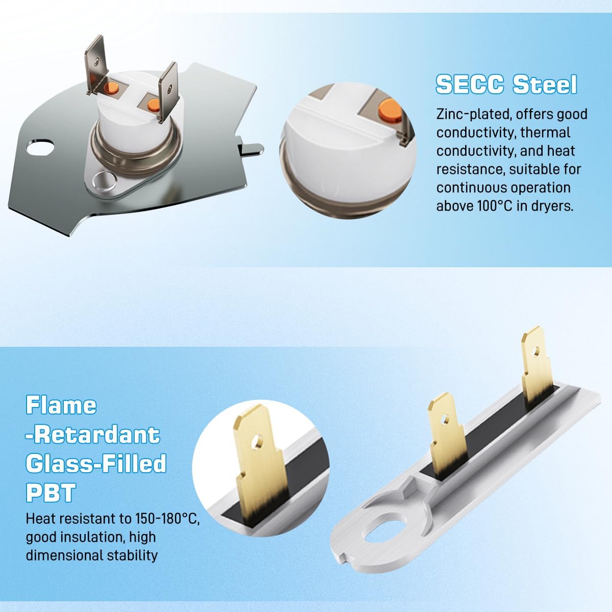 Thumbnail 3 de SUMNEW WP3387134 / WP3392519 Dryer Thermostat and Fuse Kit with 3977393, WP3977767