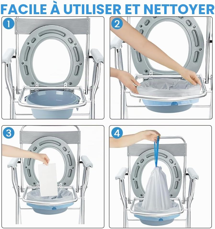Detalle de ACWOO wegwerpinzetstukken voor toiletstoel met absorberende pads, 450 ml