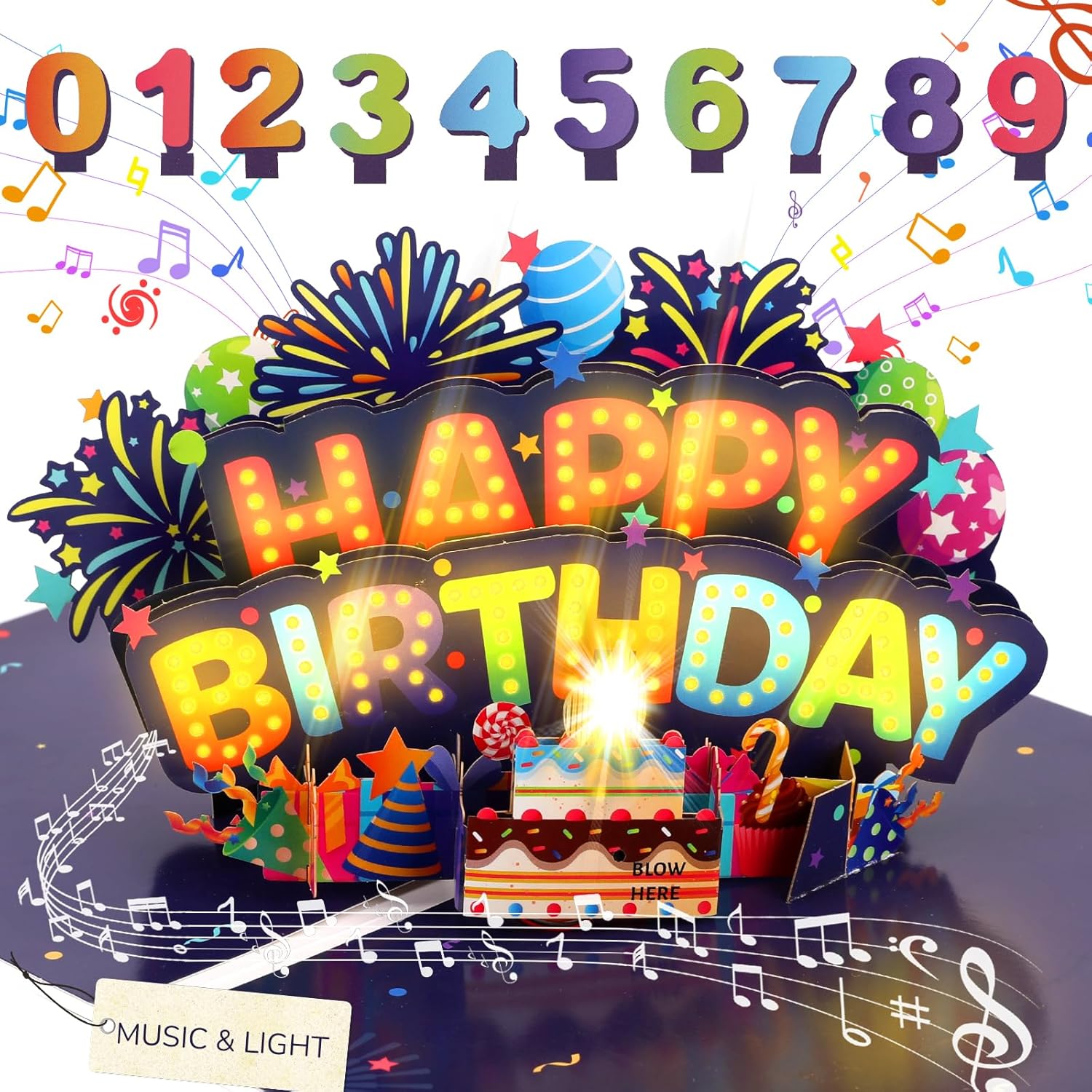 Thumbnail 6 de Geburtstagskarte für Mädchen mit Musik und Pop-up-Design „Happy Birthday“ (mit Lichtern)
