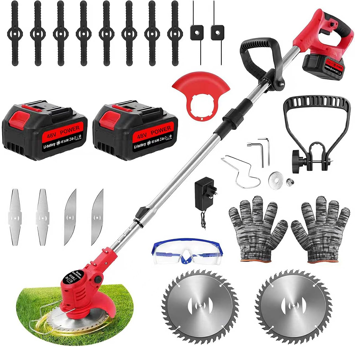 Detalle de 48V Cordless Garden Strimmer 850W with 2×2000mAh batteries