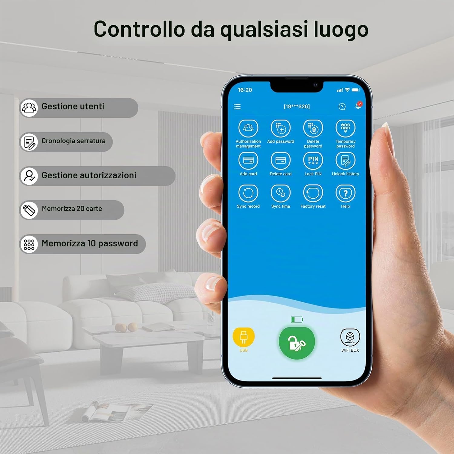 Detalle 1 de WE.LOCK PB Serratura Smart: serratura elettronica per porta blindata con password, Bluetooth e controllo via app