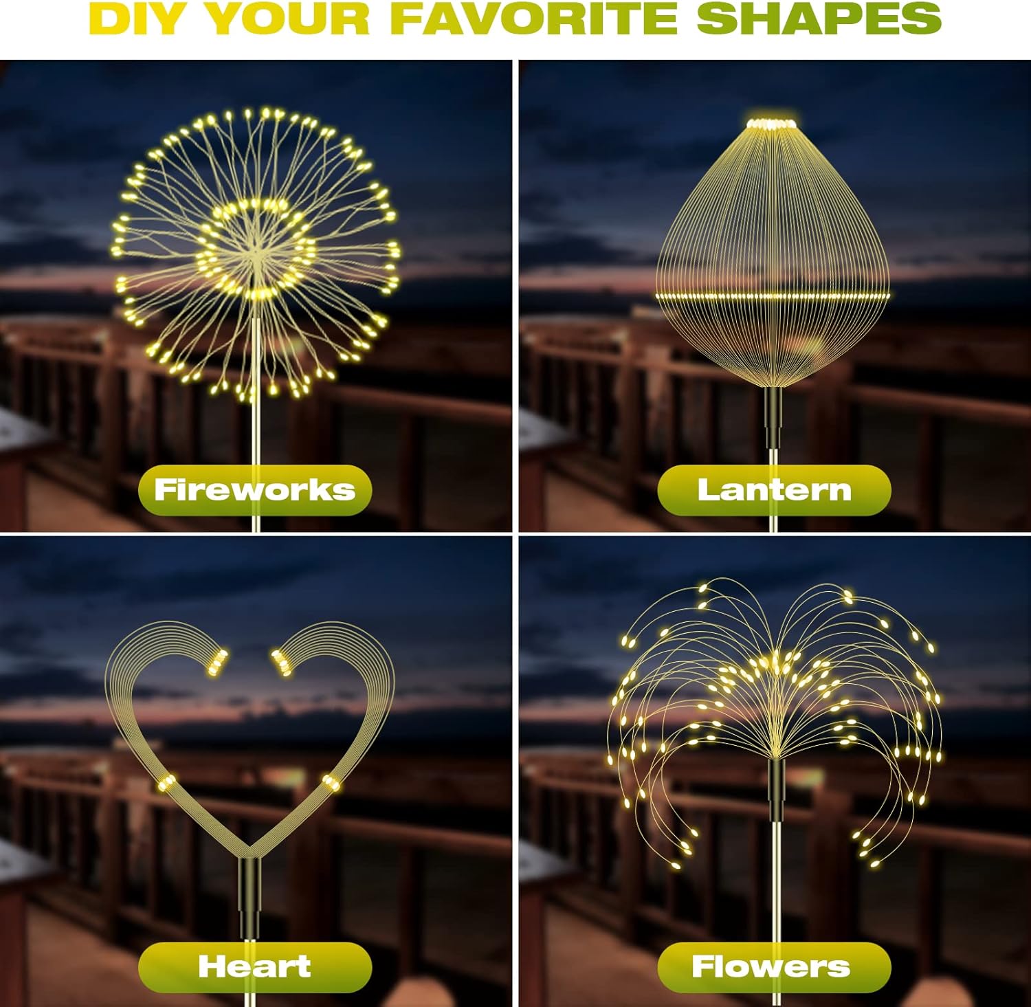 Thumbnail 2 de Liyade 2er-Set Solarstecker Gartenleuchten mit 120 LEDs, 8 Modi & Speicherfunktion (Warmweiß)