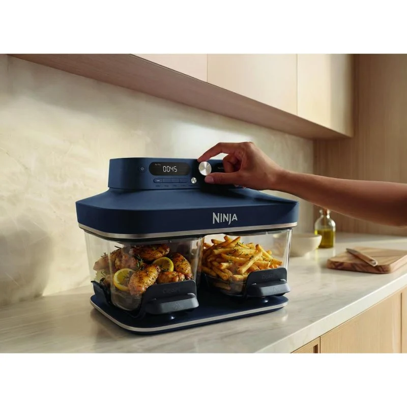 Detalle de Ninja CRISPi DualZone, freidora de aire de 7,6 L y 2860 W con doble cesta