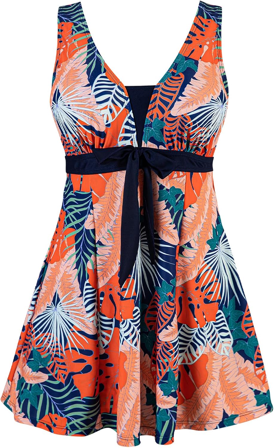Detalle de ECUPPER Women's Plus Size One-Piece Swimsuit with Skirt and Shorts – Tummy Control