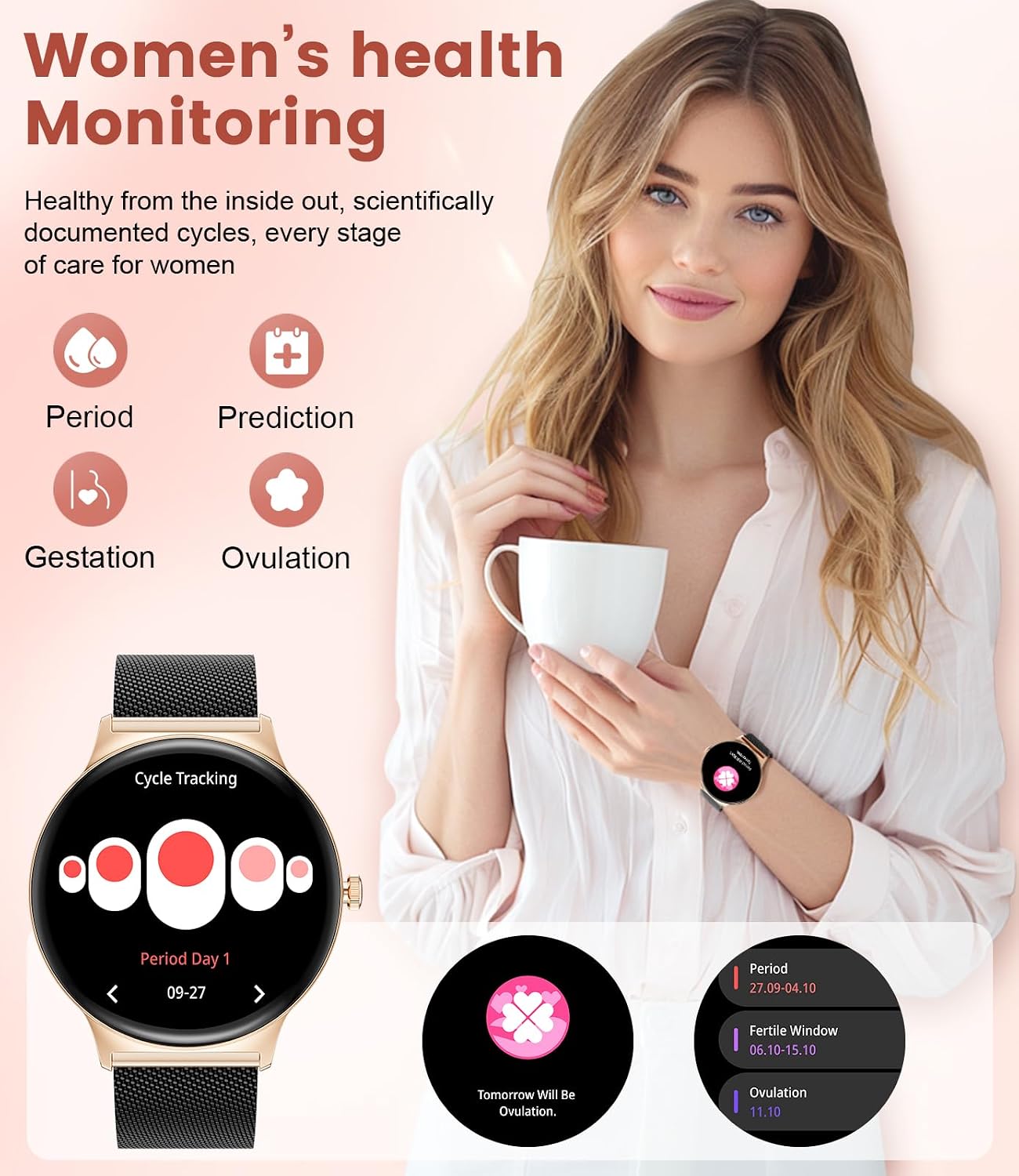 Detalle 2 de LIGE Smart Watch for Women with Bluetooth Call and 1.43" AMOLED Screen