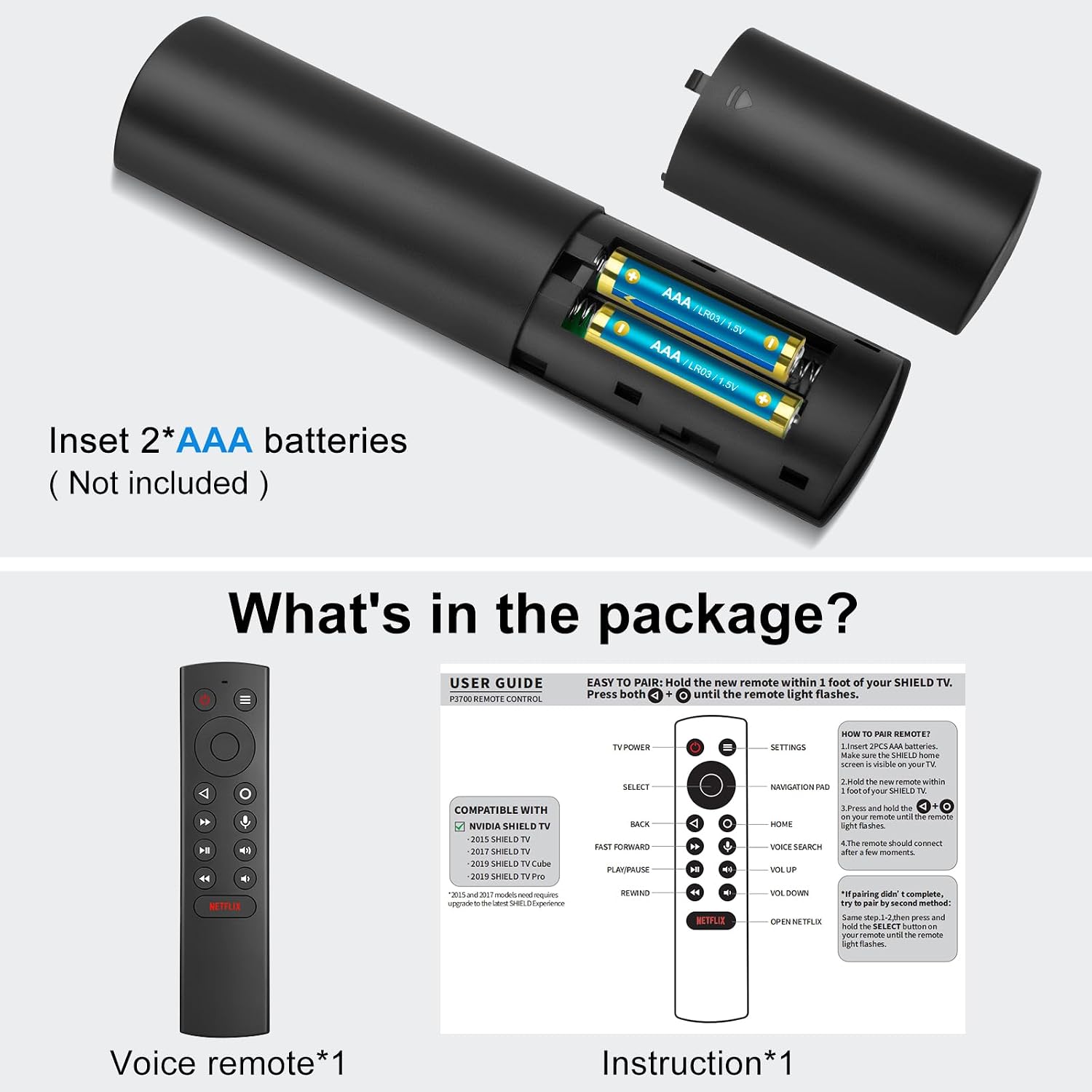 Detalle de LOUTOC TX4-P3700 Voice Remote for NVIDIA SHIELD TV, Voice Search, 50-Foot Range