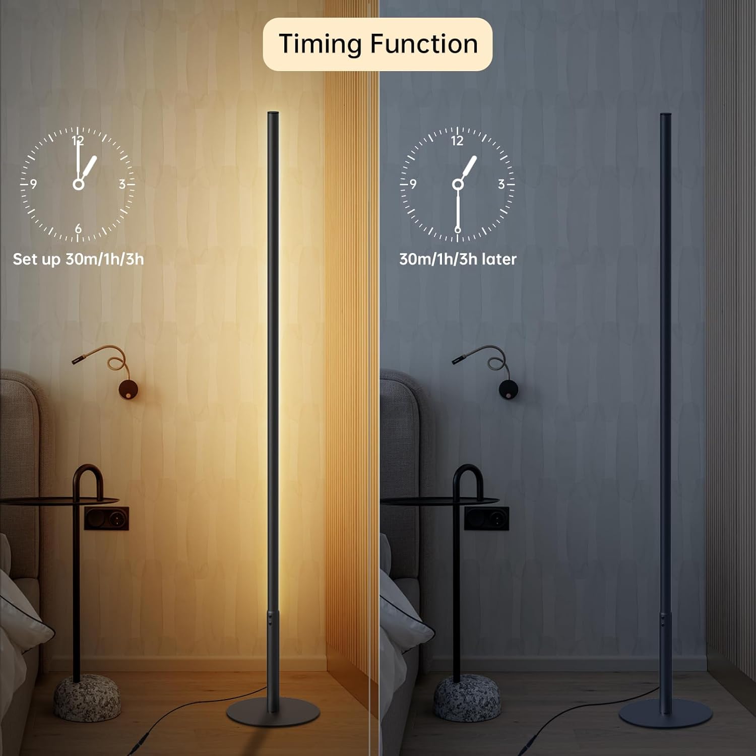 Detalle 2 de Hzitcigm LED Stehlampe Wohnzimmer – Dimmbare Stehleuchte mit Farbtemperaturen 2700K–6500K, Memory-Funktion, Fernbedienung, 147 cm