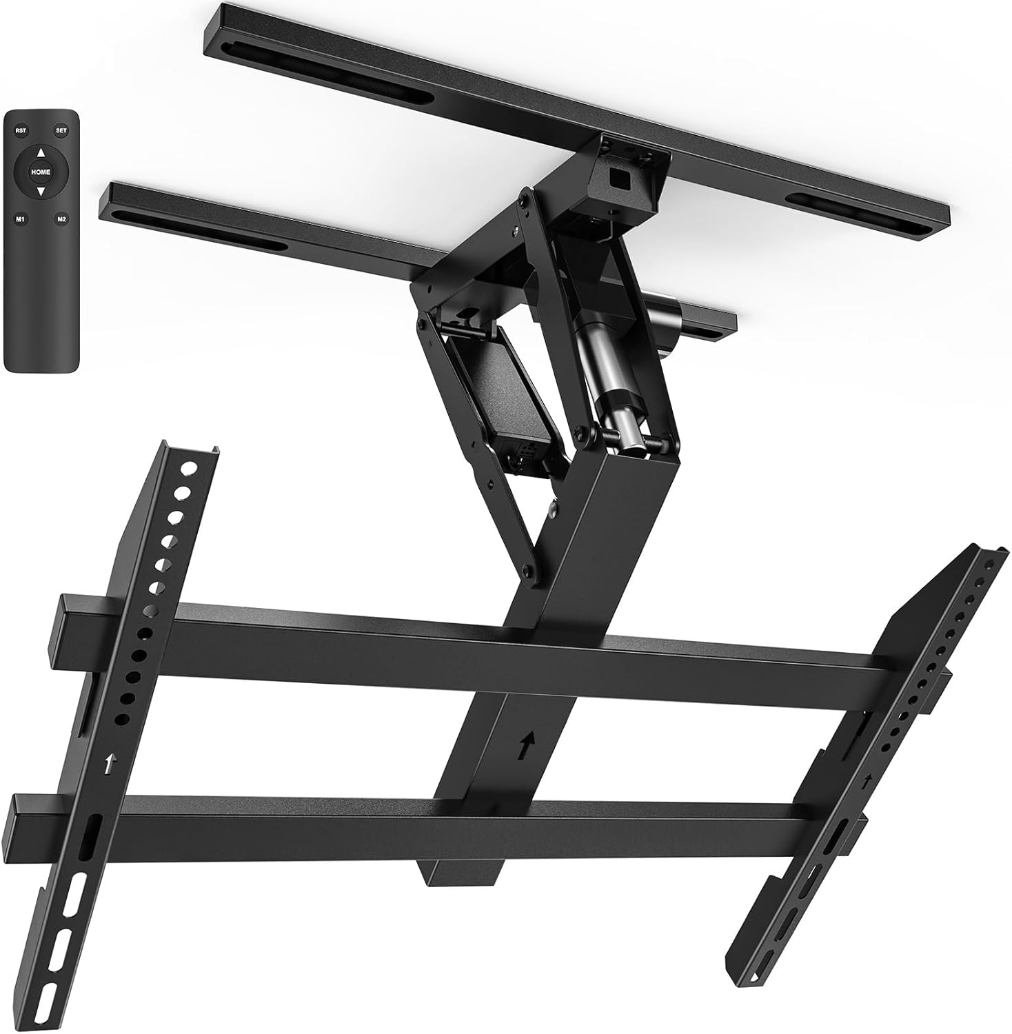 Detalle de Xyndyx Elektrische TV-Deckenhalterung 32–70 Zoll mit Fernbedienung – Flach- & Curved-TVs, VESA bis 600x400 mm, Schwarz